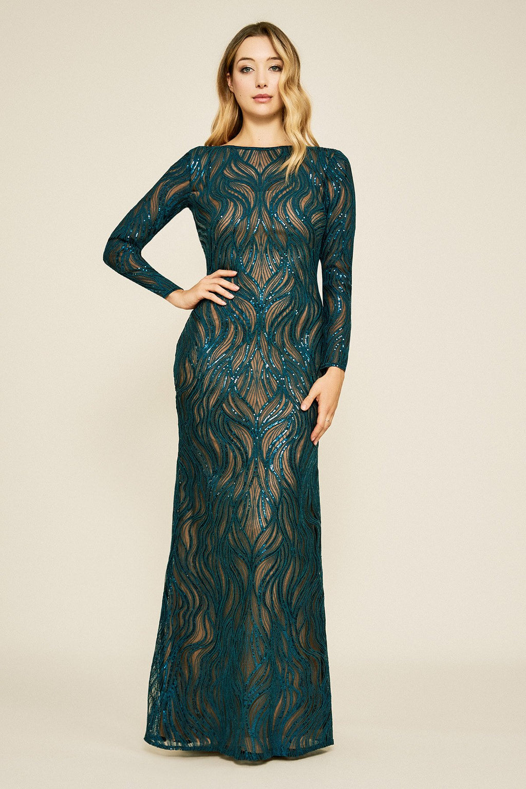 Vibiana Embroidered Sequin Gown