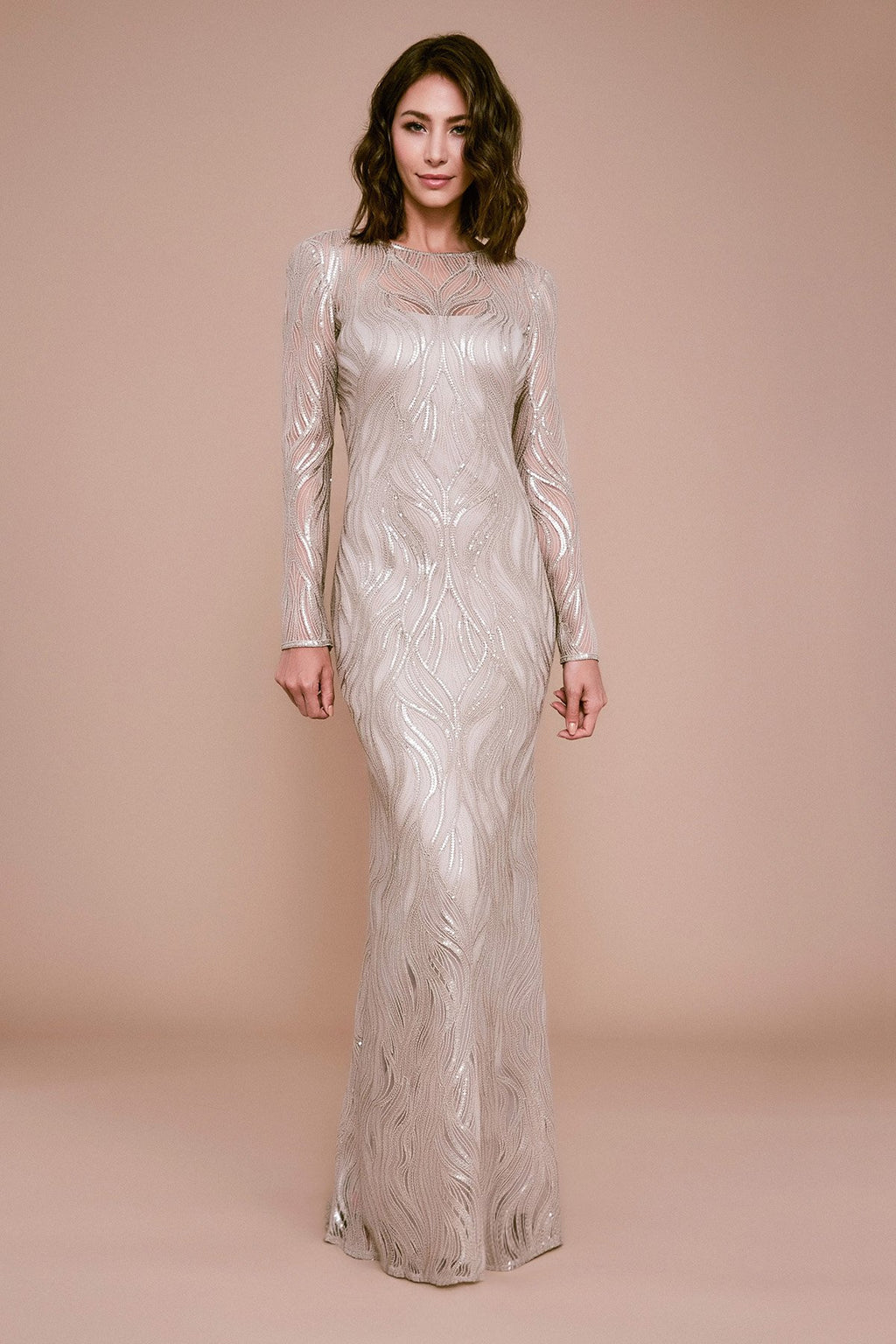 Vibiana Embroidered Sequin Gown