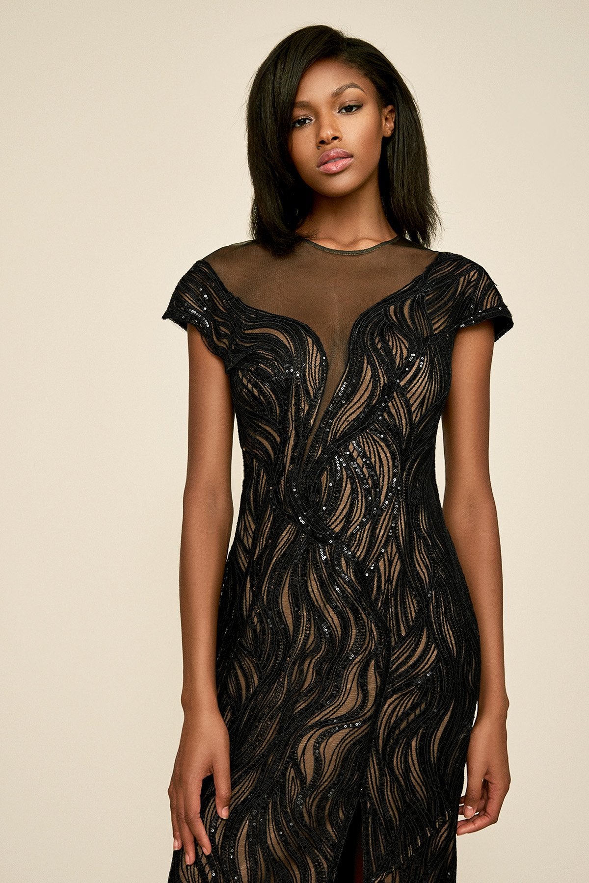 Tadashi Shoji - Lucilia Sequin Slit Gown