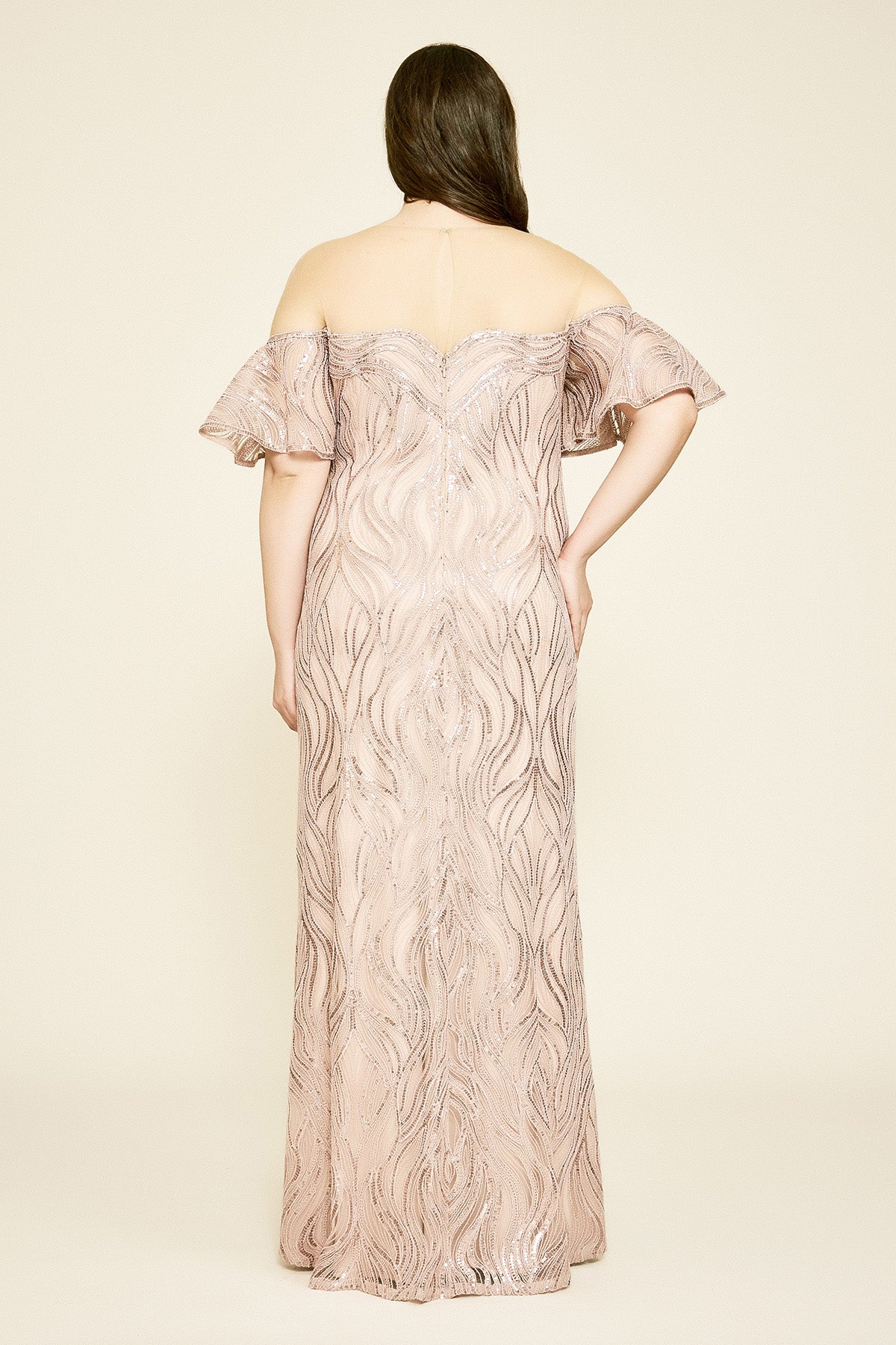 Nerilla Sequin Off-The-Shoulder Illusion Gown - PLUS SIZE