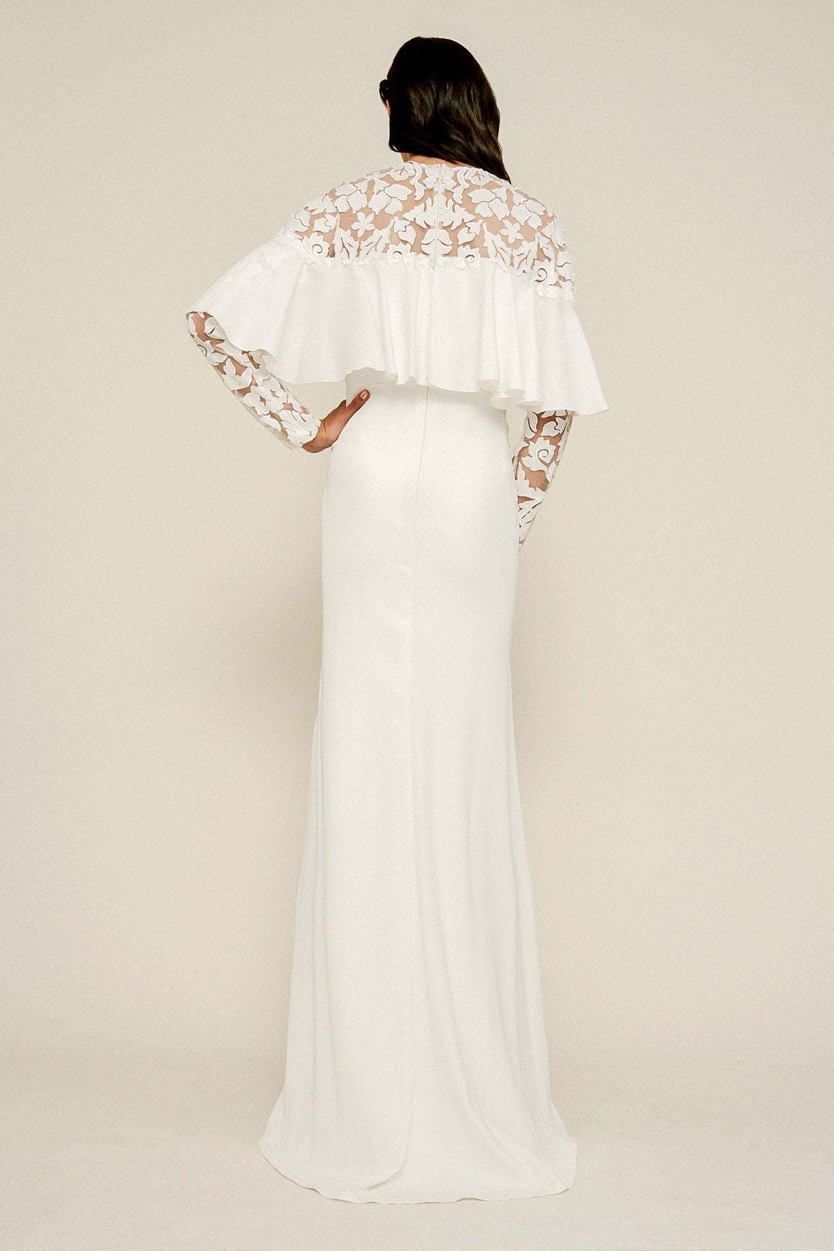 Tadashi Shoji - Zues Lace Long-Sleeve Crepe Gown