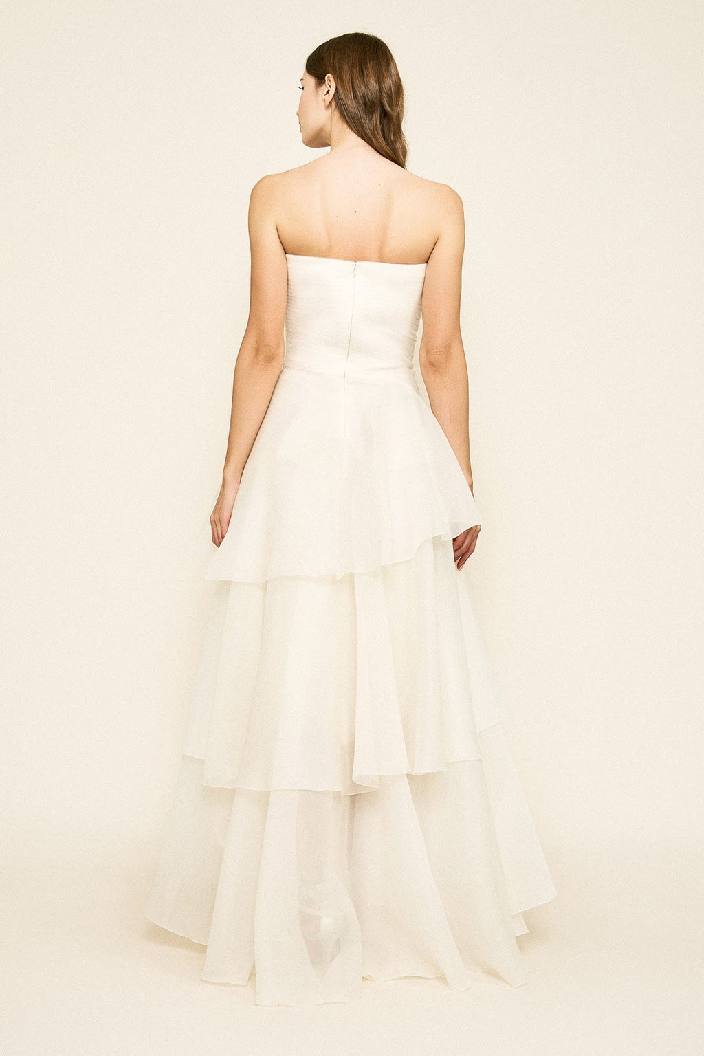 Tadashi Shoji - Cyd Strapless High-Low Organza Gown