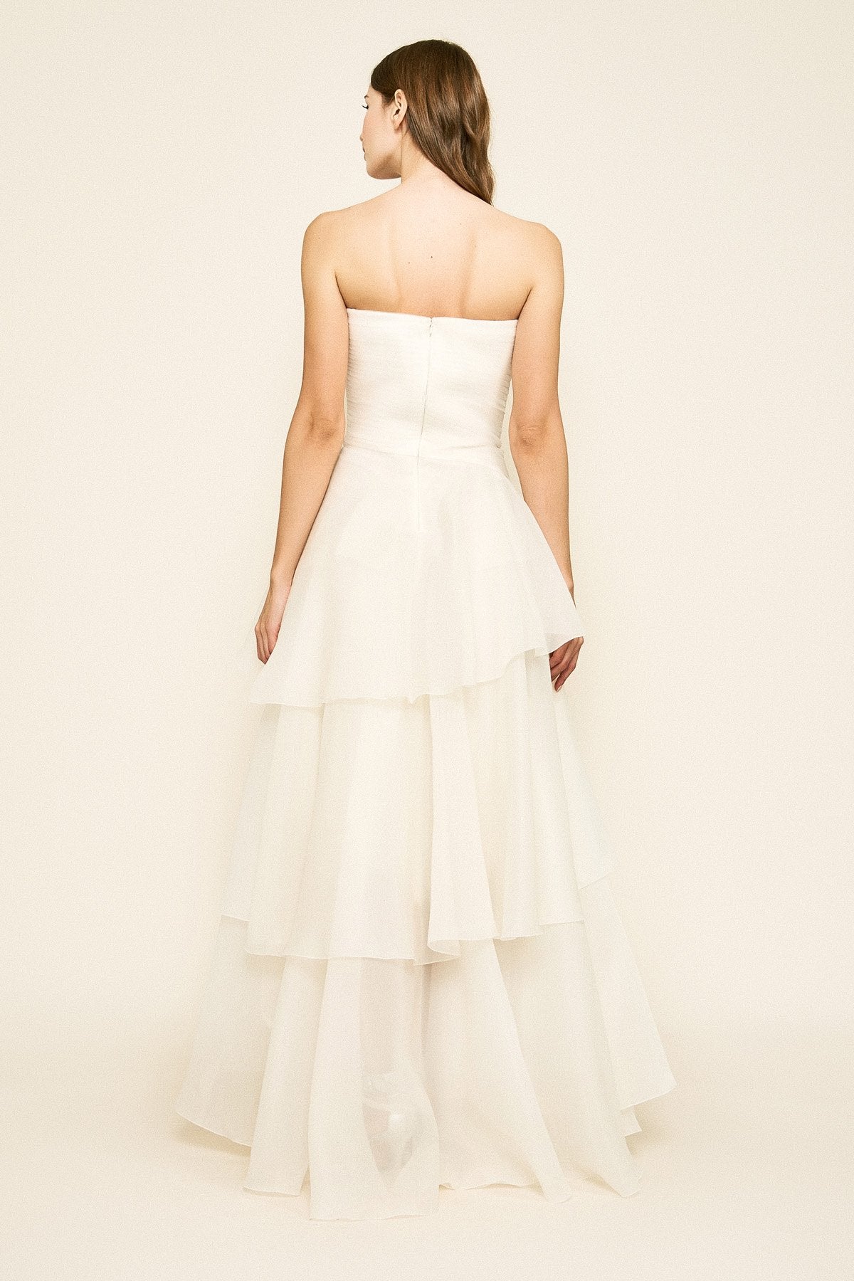 Tadashi Shoji - Cyd Strapless High-Low Organza Gown