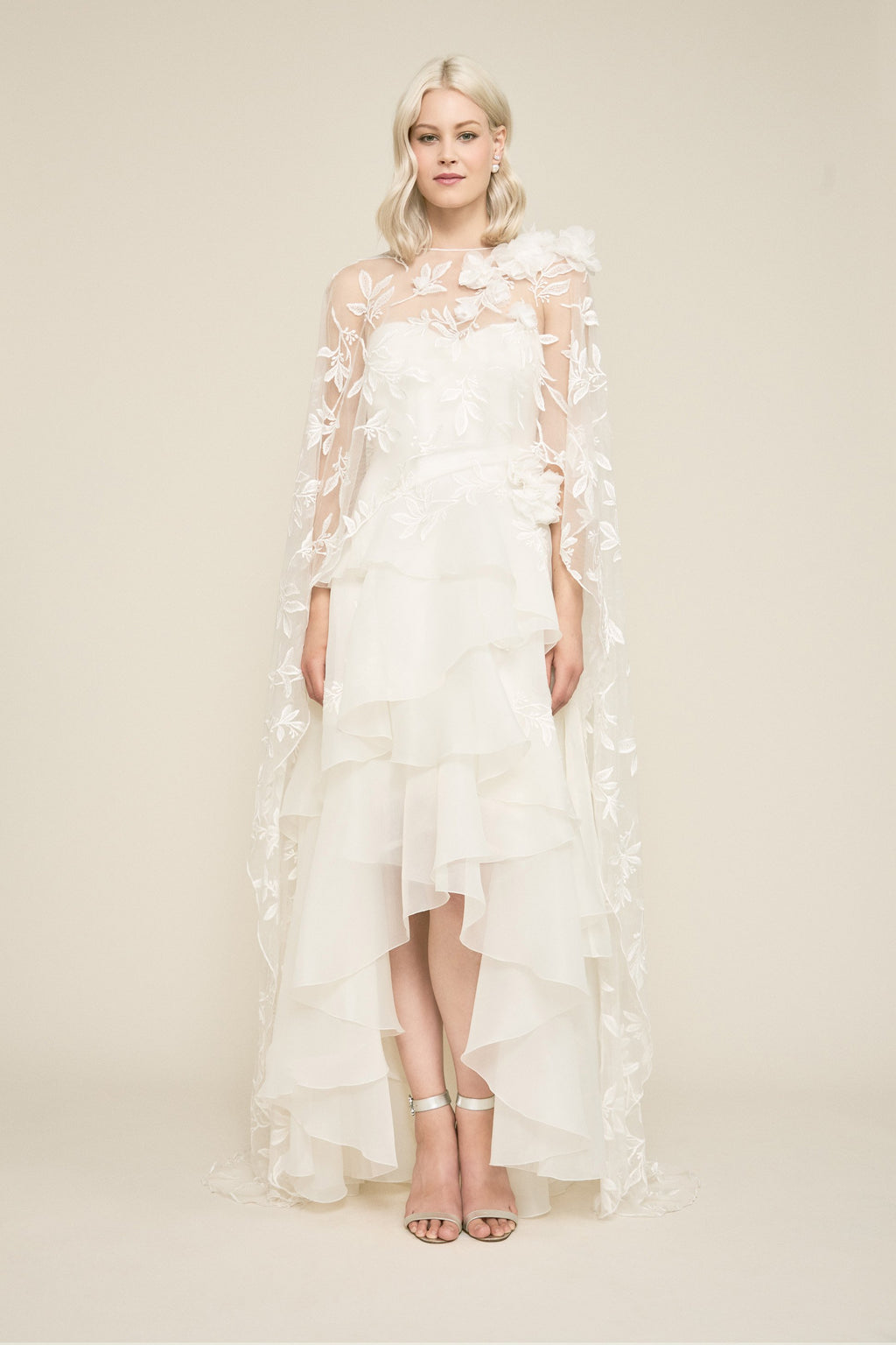 Tadashi Shoji - Colton Floral Tulle Cape Topper