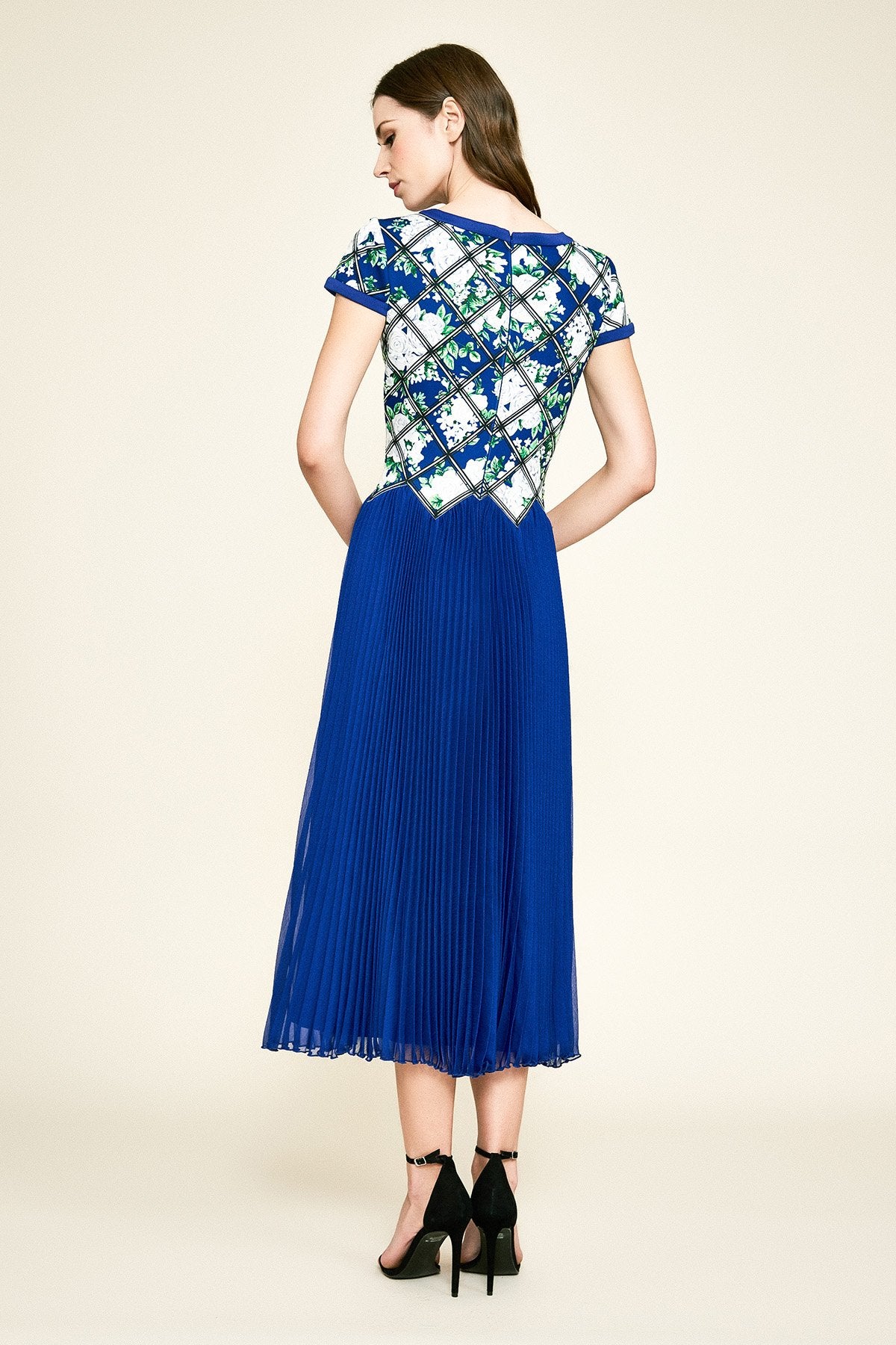 Tadashi Shoji - Ottey Neoprene & Chiffon Tea-Length Dress