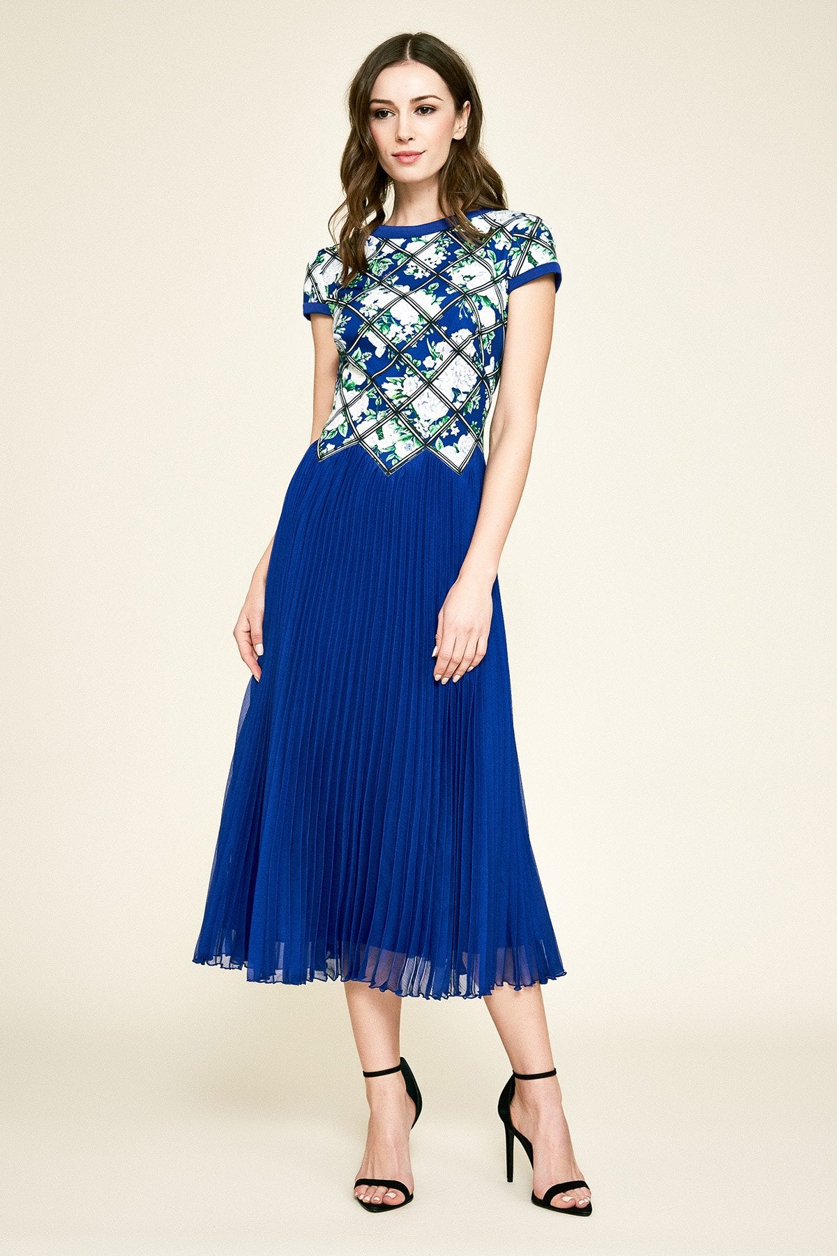 Tadashi Shoji - Ottey Neoprene & Chiffon Tea-Length Dress