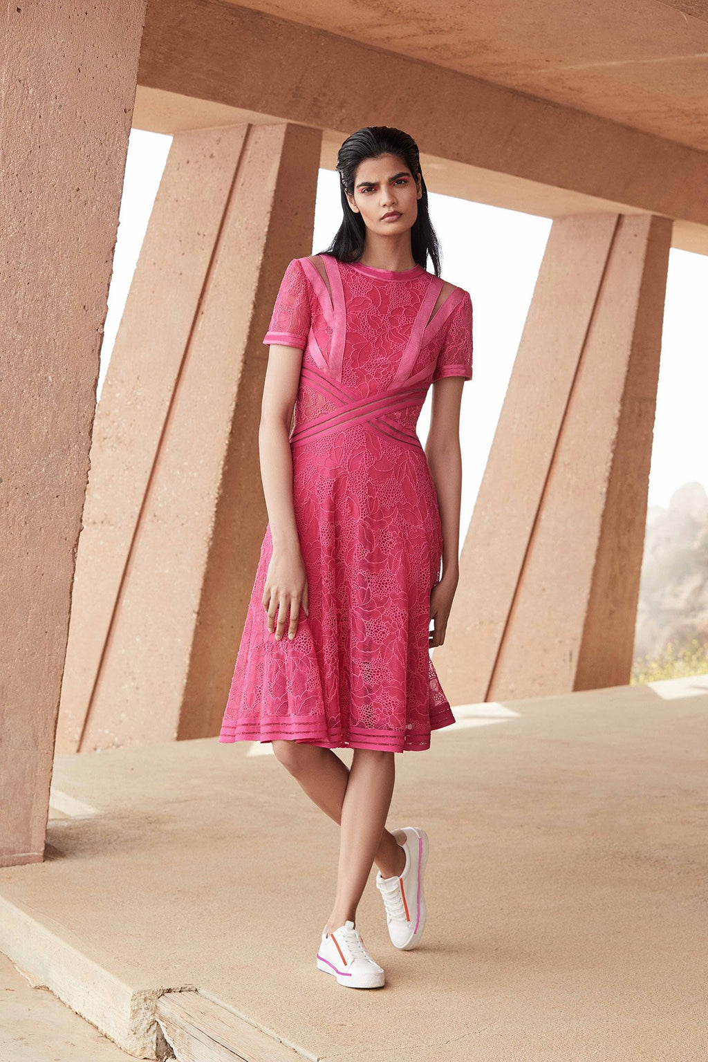 Tadashi Shoji - Lornah Short-Sleeve Lace Flare Dress