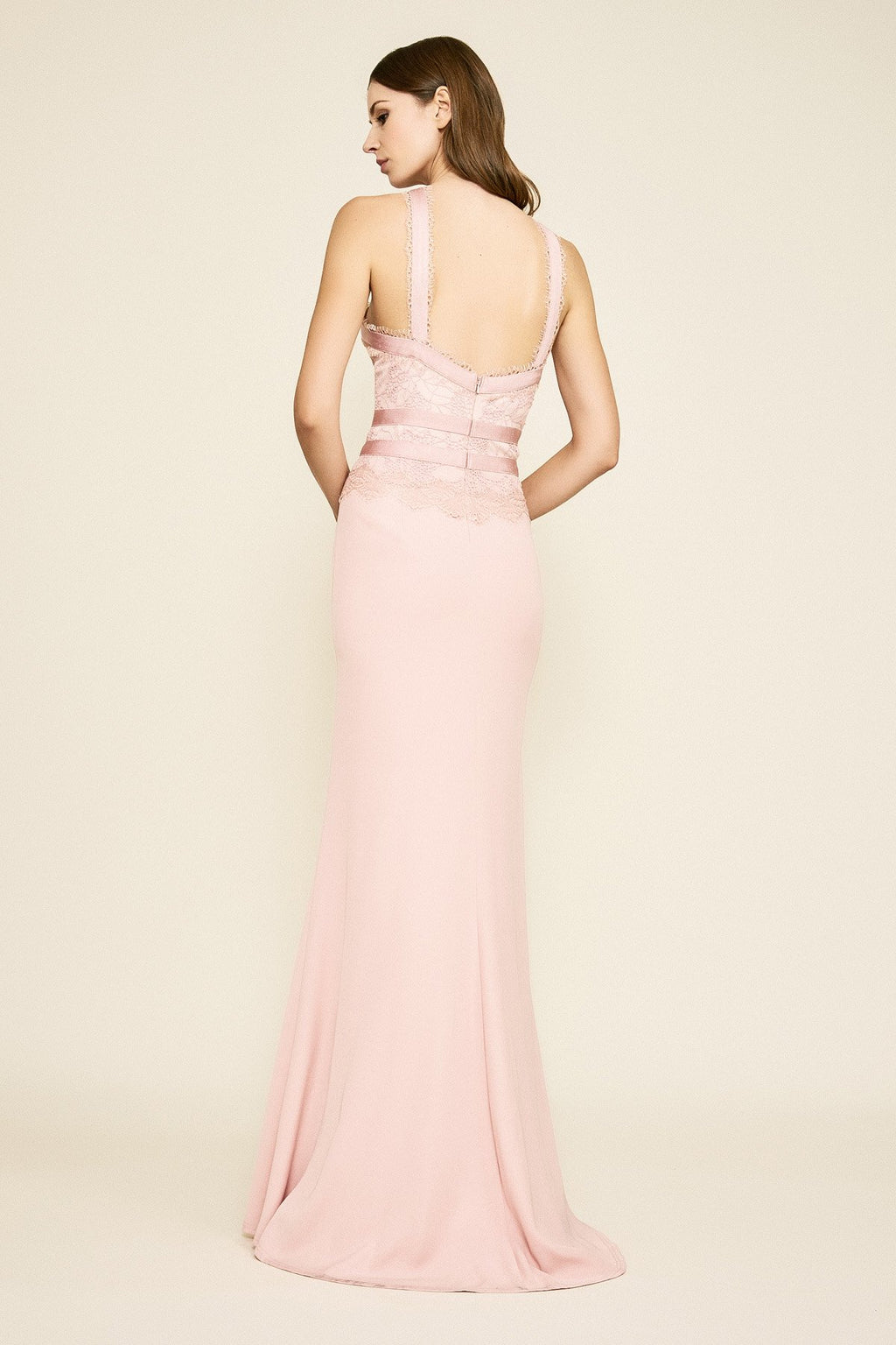 Tadashi Shoji - Gilmore Crepe Cross-Neck Gown