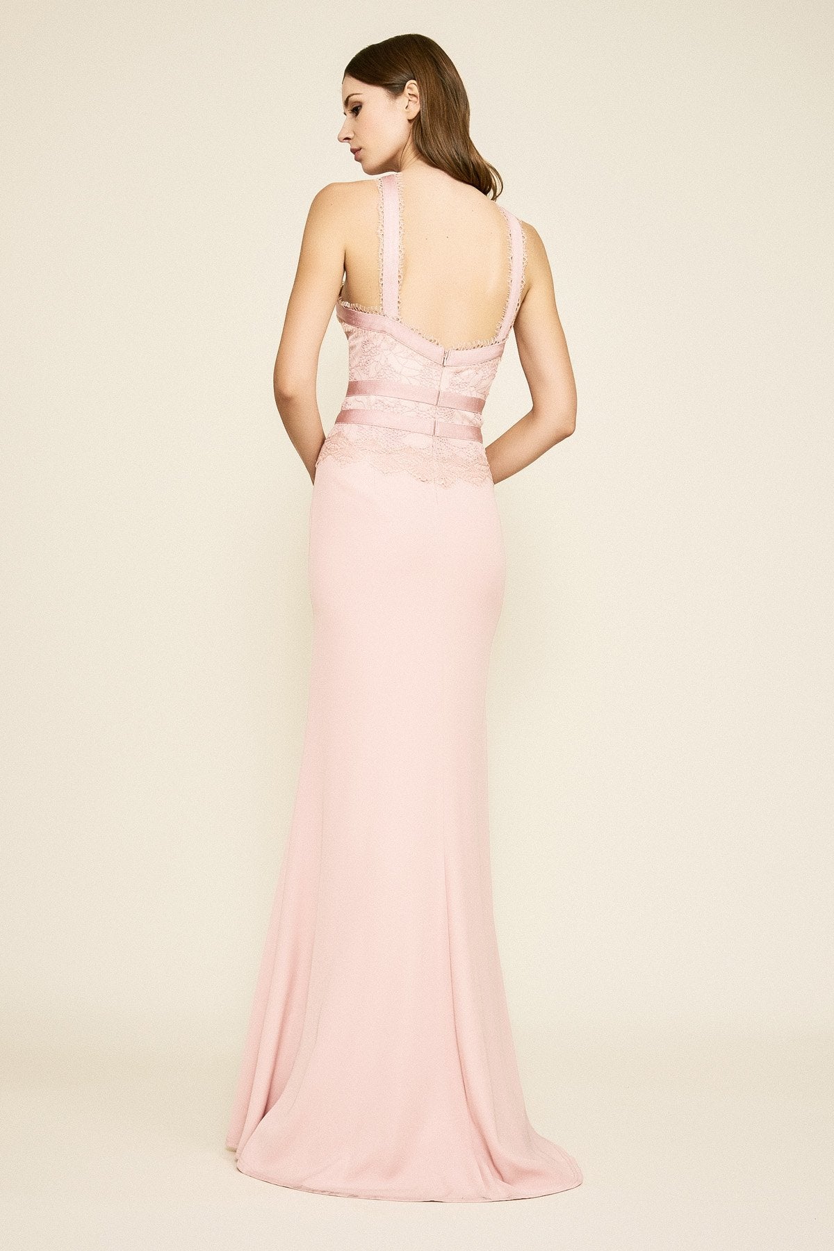 Tadashi Shoji - Gilmore Crepe Cross-Neck Gown