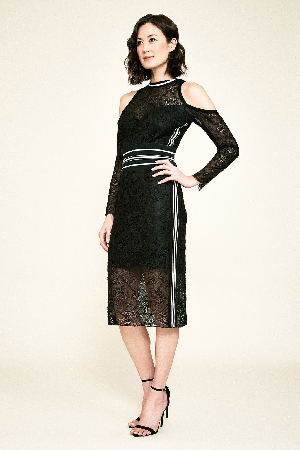 Jelimo Halter Lace Tea-Length Dress