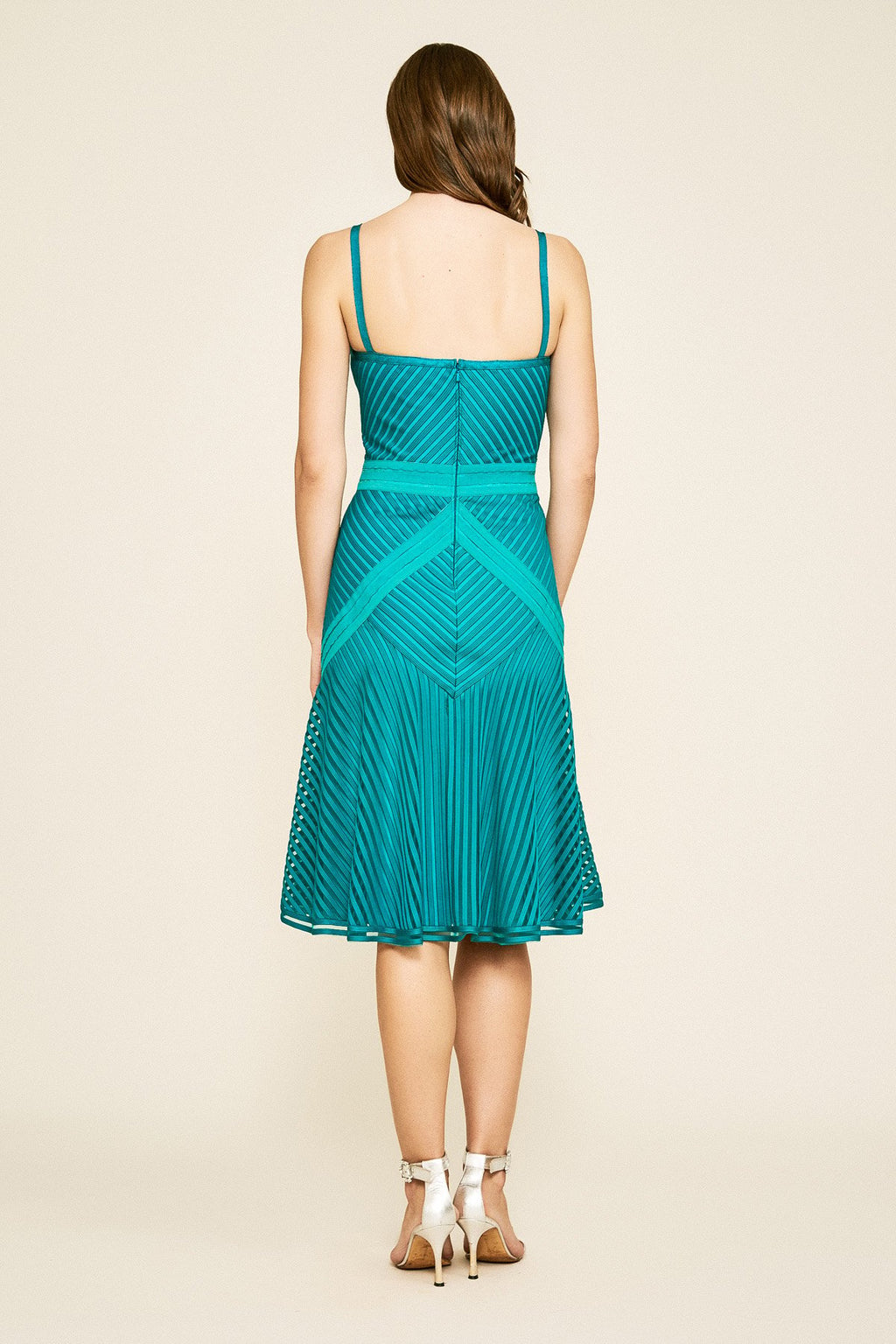 Tadashi Shoji - Yelena Striped Flared Strap Dress