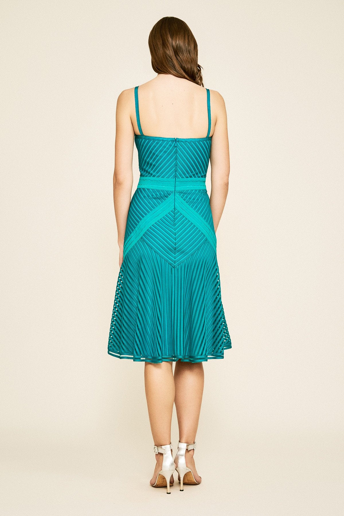 Tadashi Shoji - Yelena Striped Flared Strap Dress