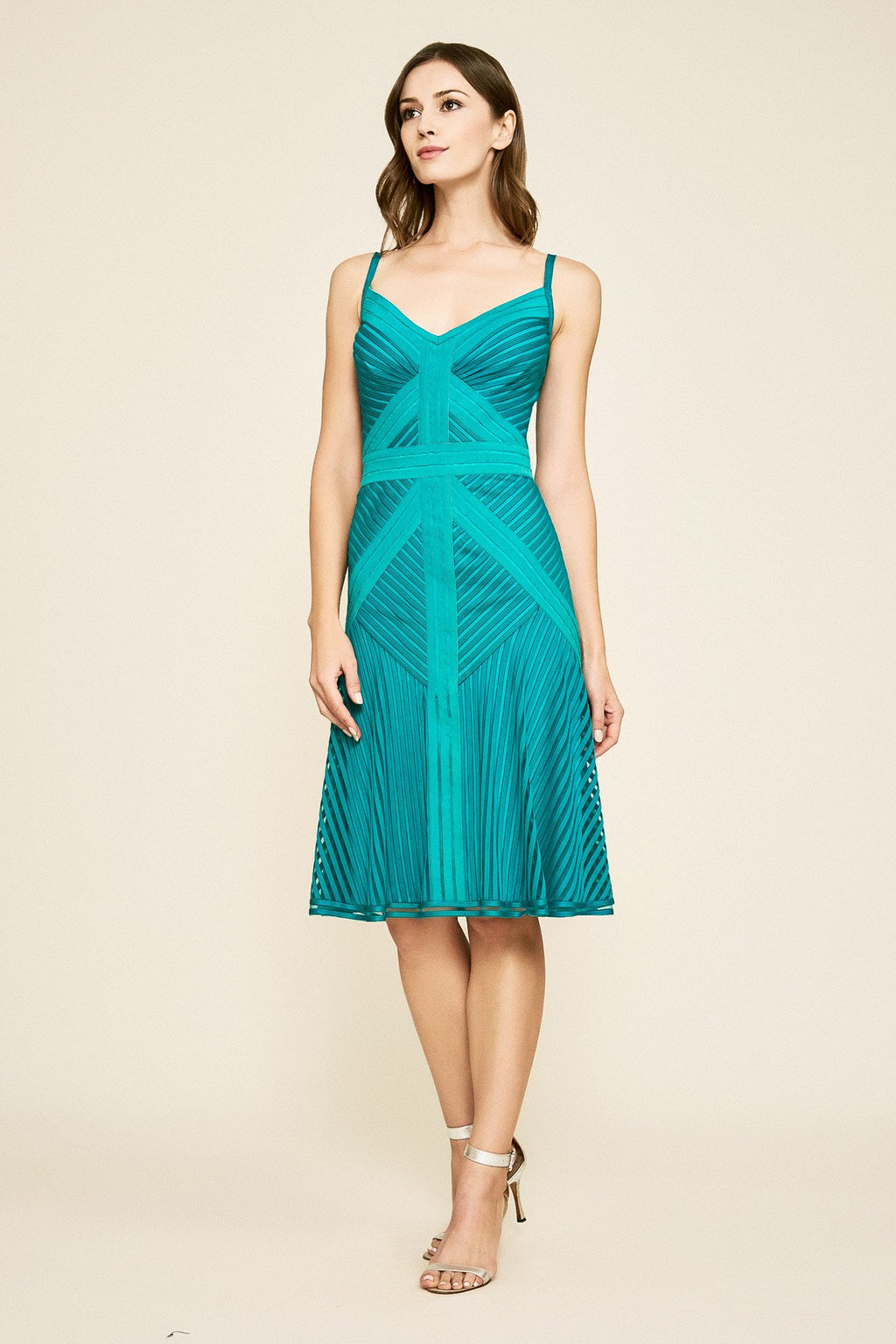 Tadashi Shoji - Yelena Striped Flared Strap Dress