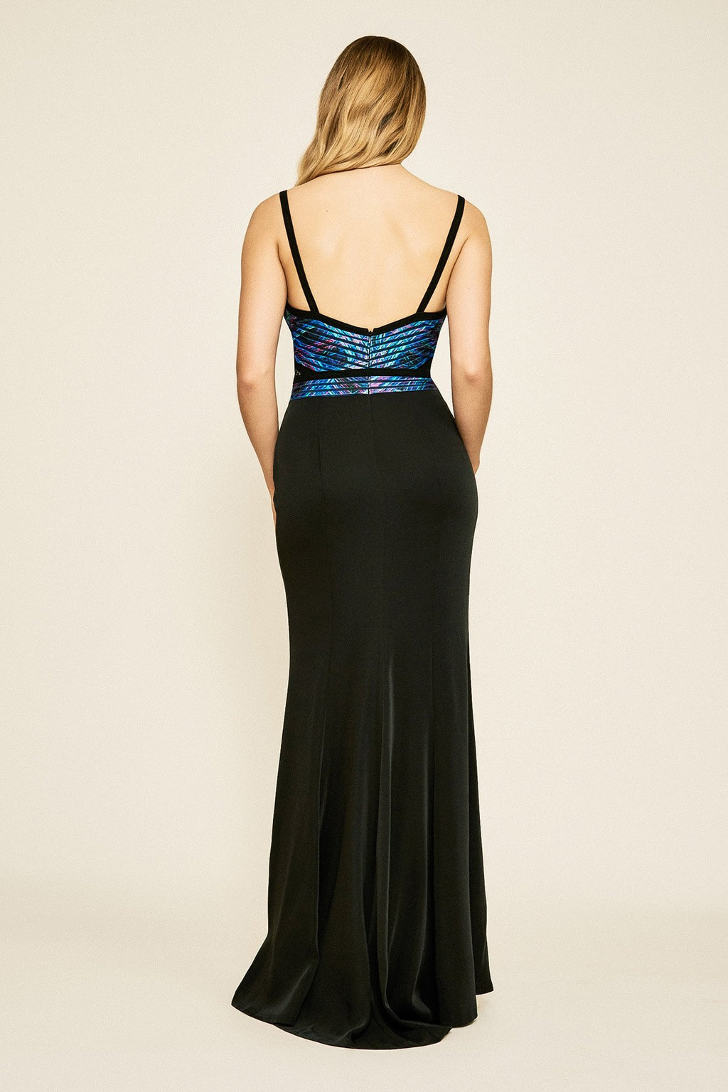 Tadashi Shoji - Chaffee Perforated Strap Crepe Gown