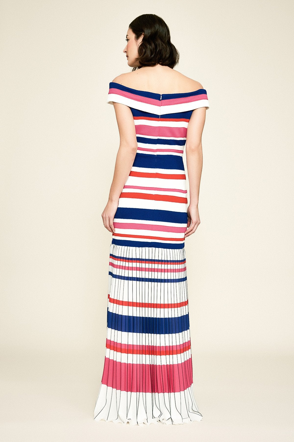 Tadashi Shoji - Anju Off-The-Shoulder Jacquard Pleated Gown