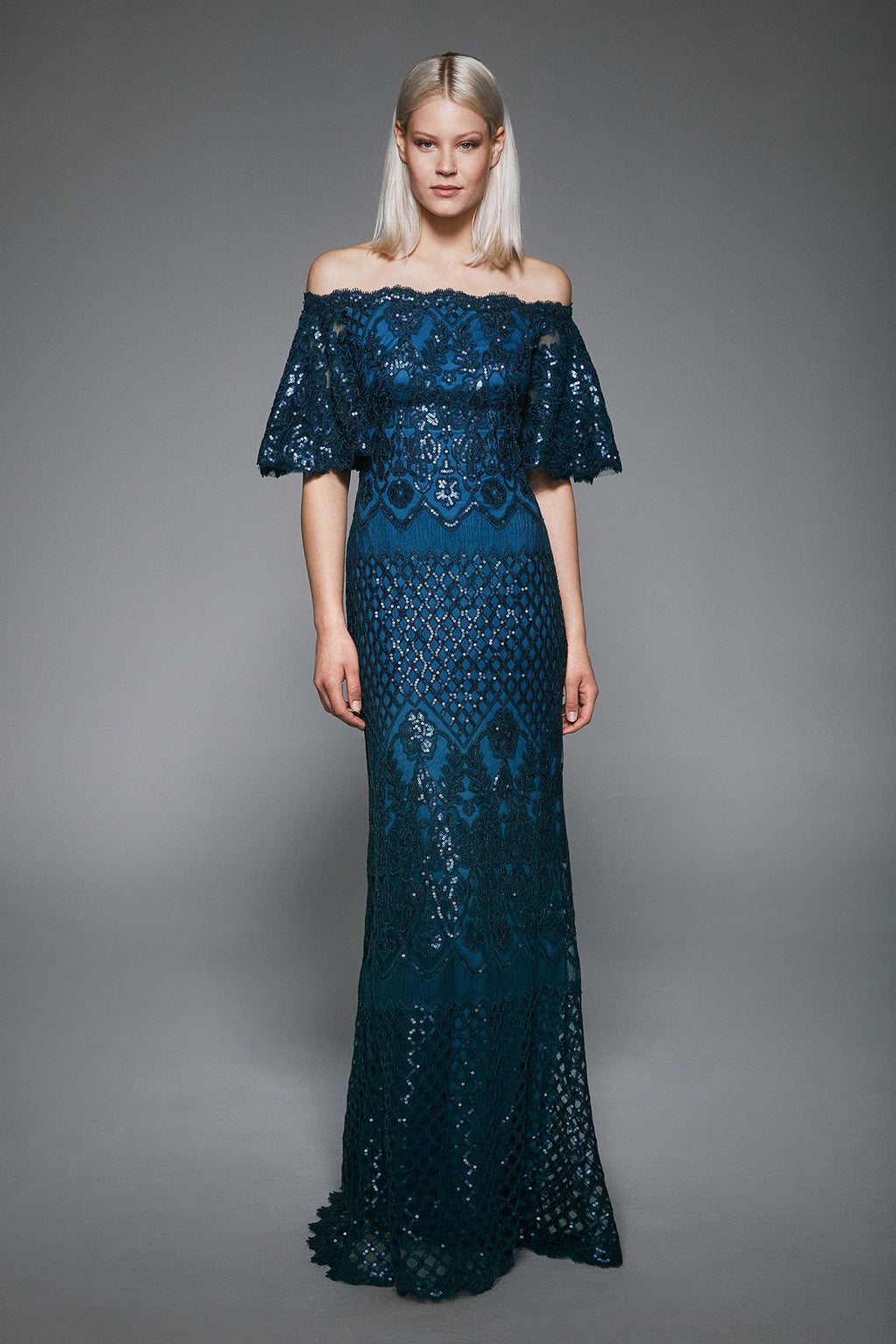 Tadashi Shoji - Aimee Off-The-Shoulder Sequin Embroidered Gown