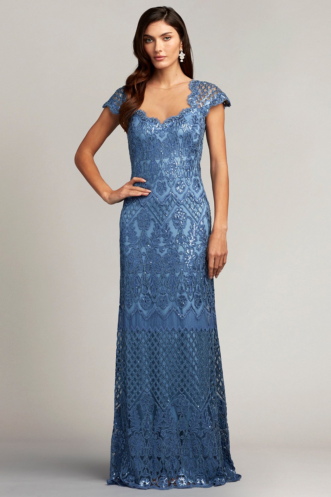 Nowak Sequin Embroidered Gown