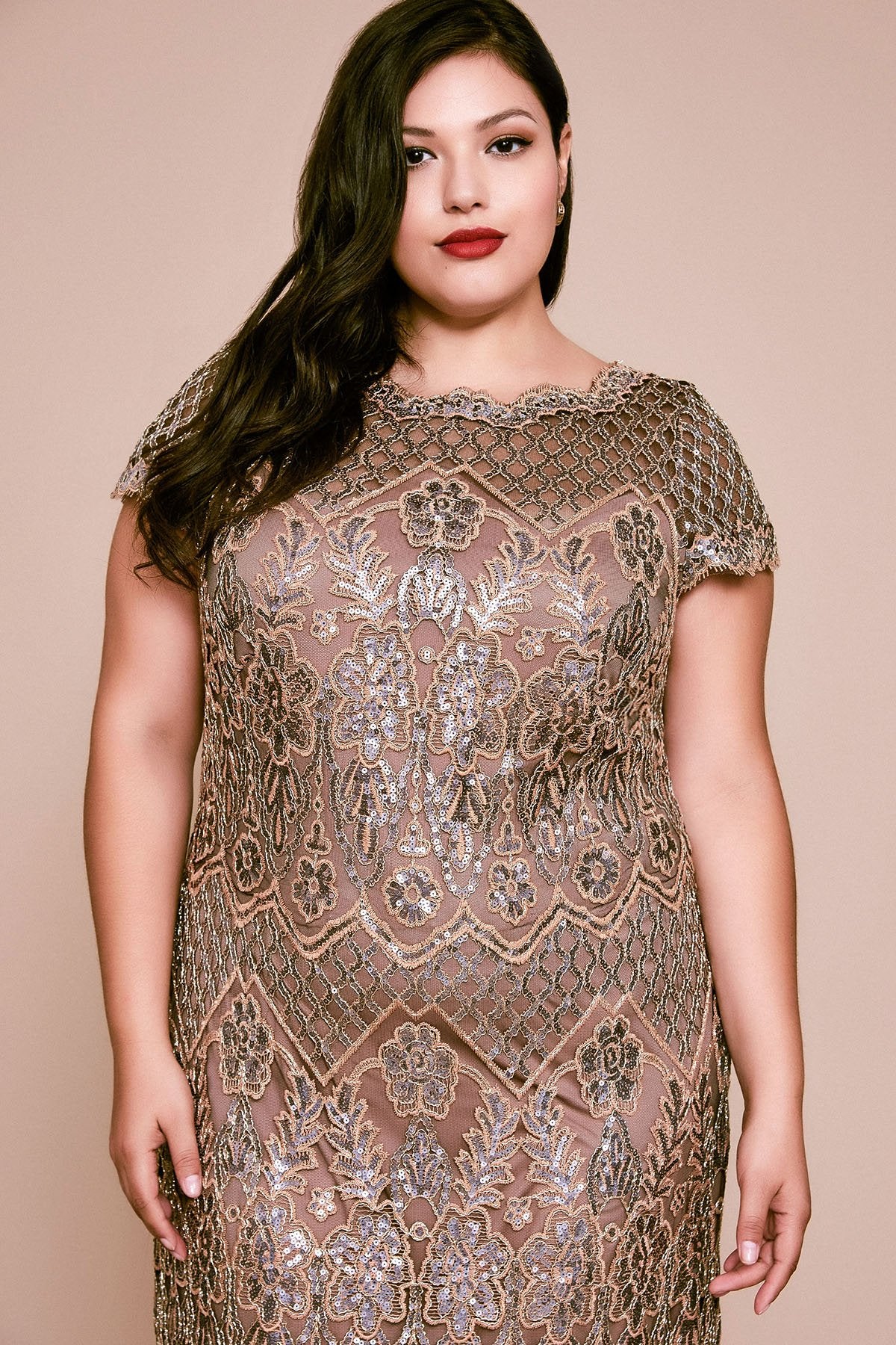 Tadashi Shoji - Faris Sequin Embroidered Gown - PLUS SIZE