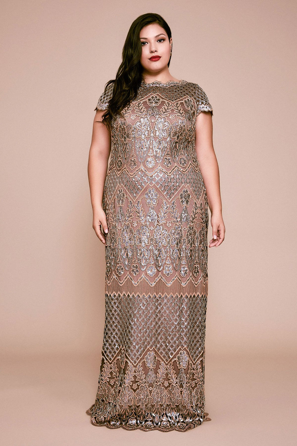Tadashi Shoji - Faris Sequin Embroidered Gown - PLUS SIZE