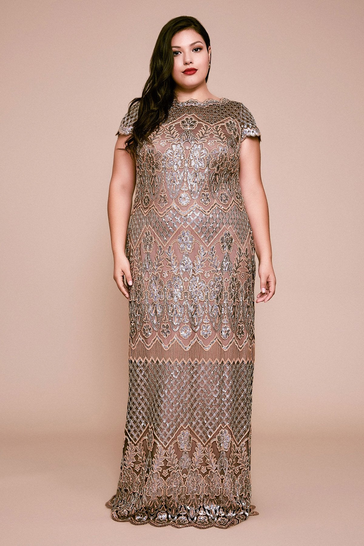 Tadashi Shoji - Faris Sequin Embroidered Gown - PLUS SIZE