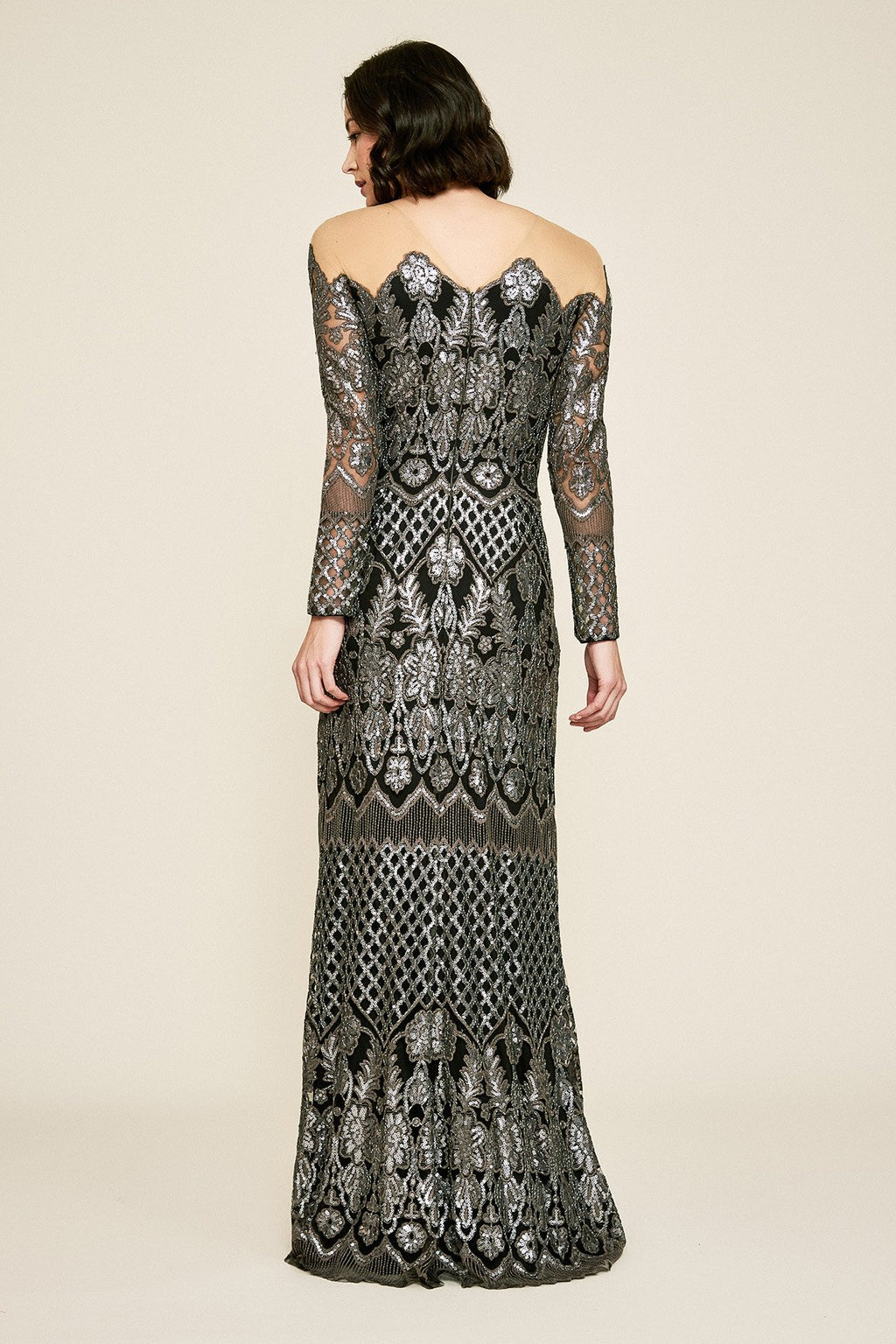 Tadashi Shoji - Drayton Long-Sleeve Sequin Embroidered Gown