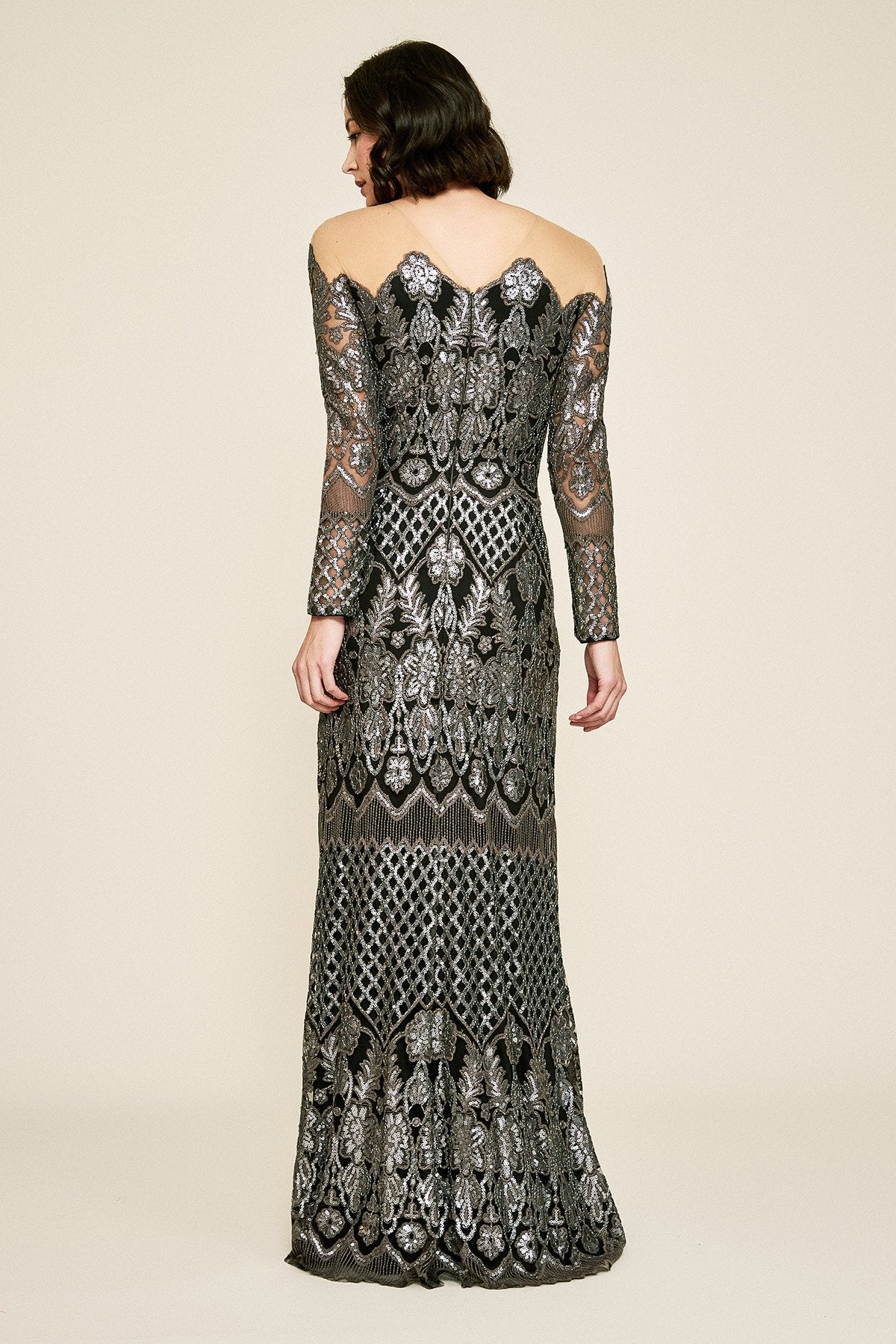 Tadashi Shoji - Drayton Long-Sleeve Sequin Embroidered Gown