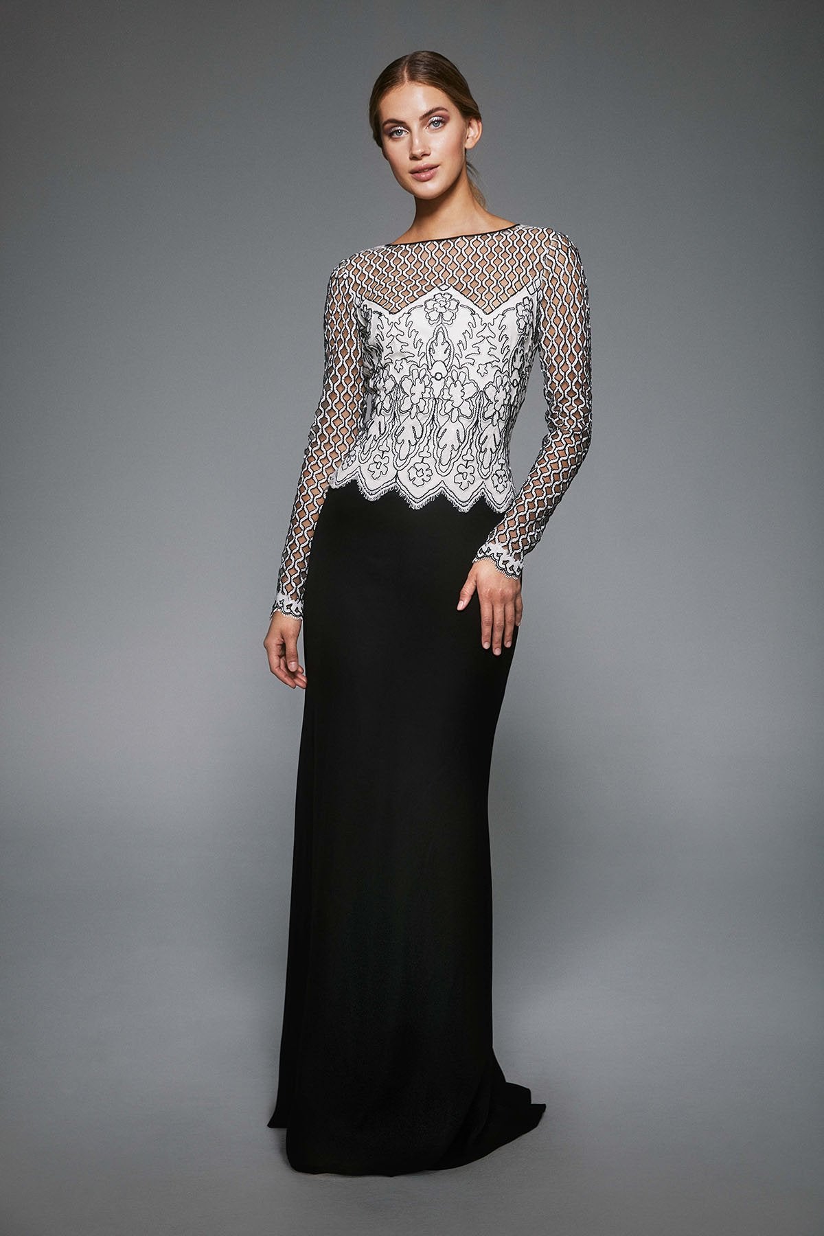 Tadashi Shoji - Pavey Long-Sleeve Sequin Embroidered Gown