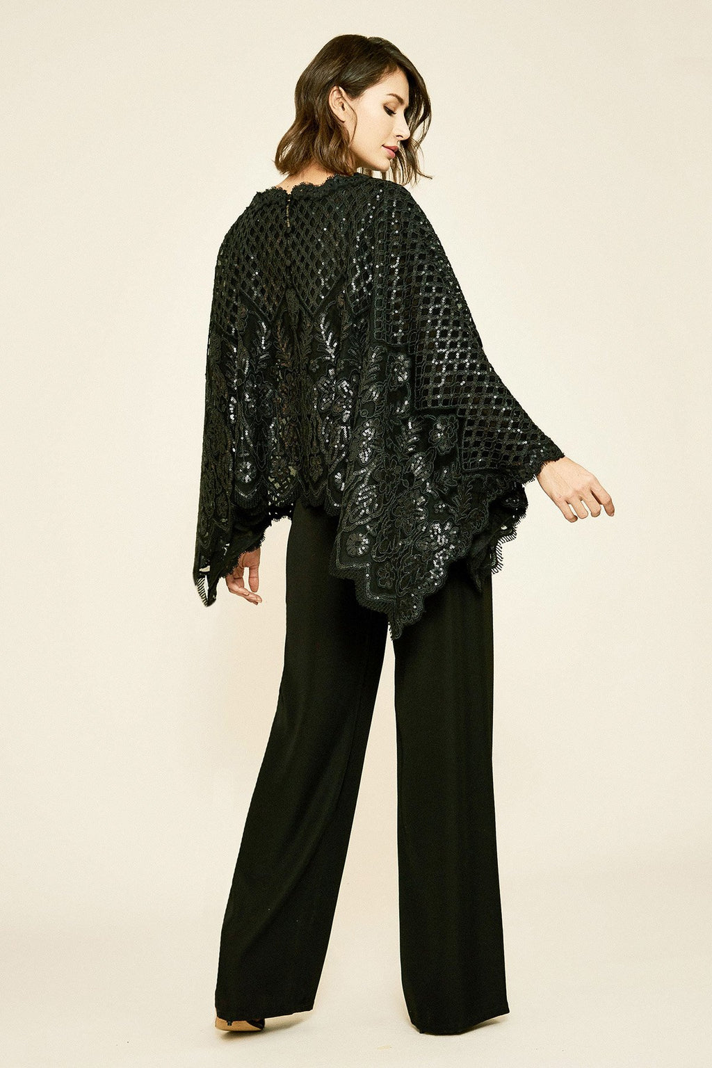 Pictor Metallic Embroidered Overlay Cape