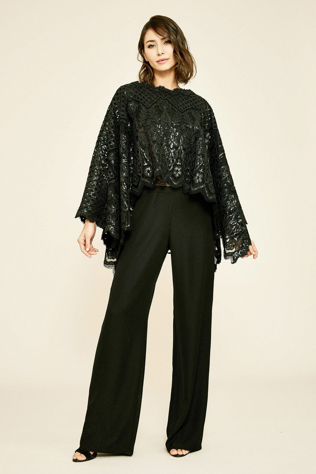 Pictor Metallic Embroidered Overlay Cape