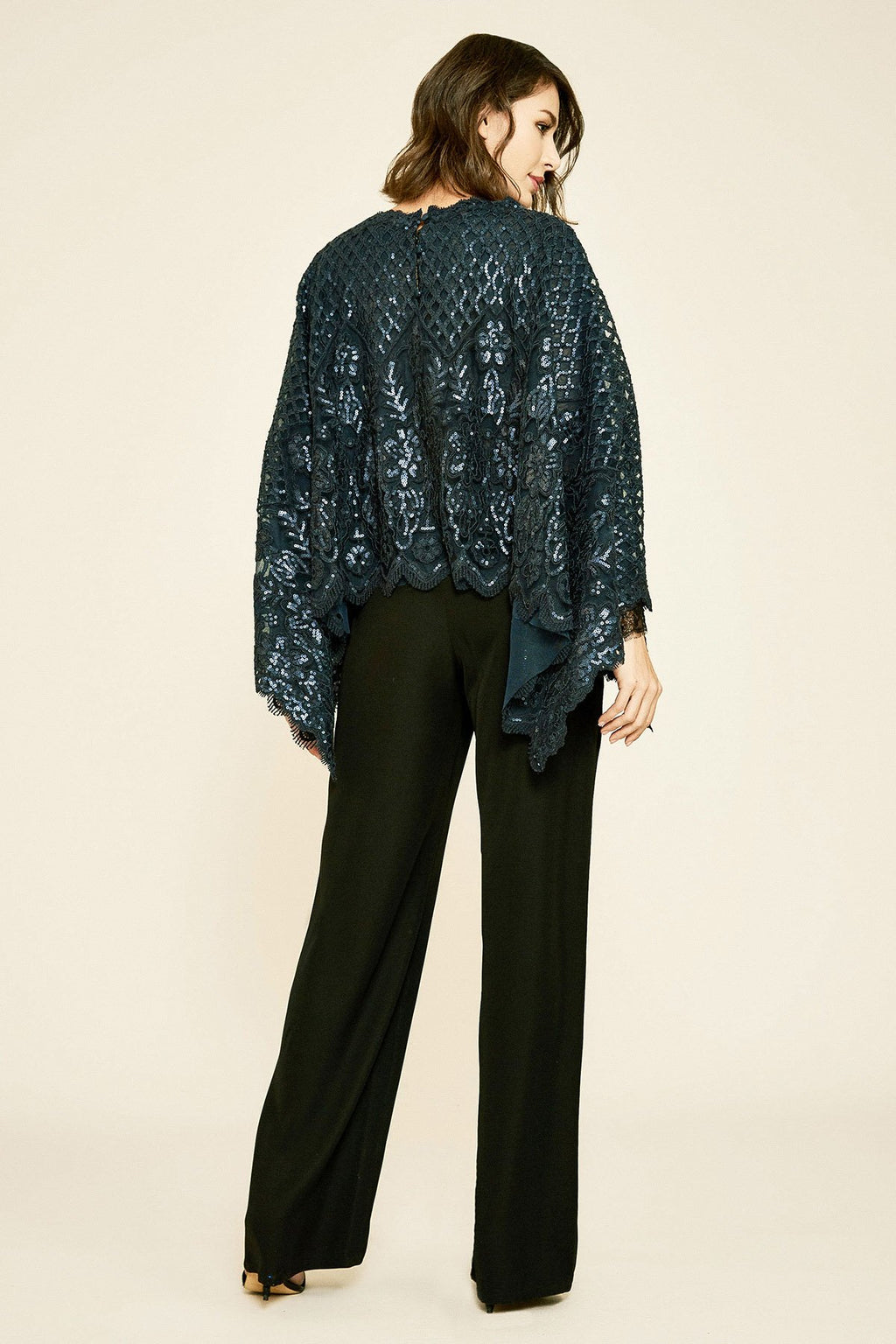 Pictor Metallic Embroidered Overlay Cape
