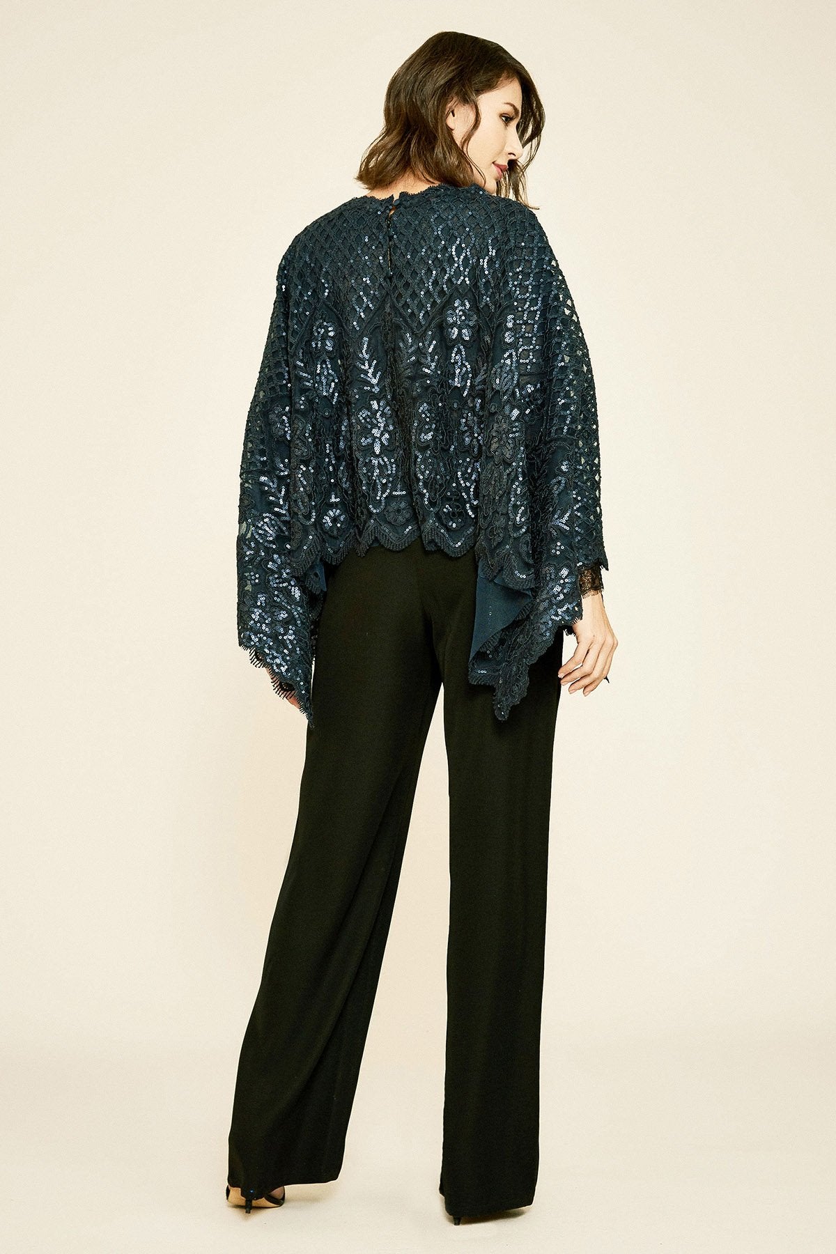 Pictor Metallic Embroidered Overlay Cape