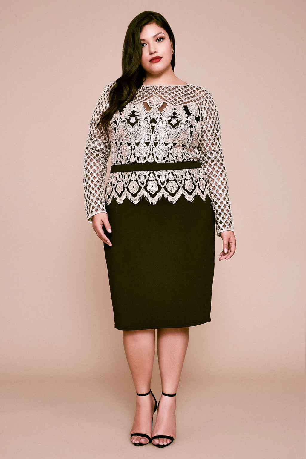 Tadashi Shoji - Zhanna Embroidered Neoprene Dress _ PLUS SIZE