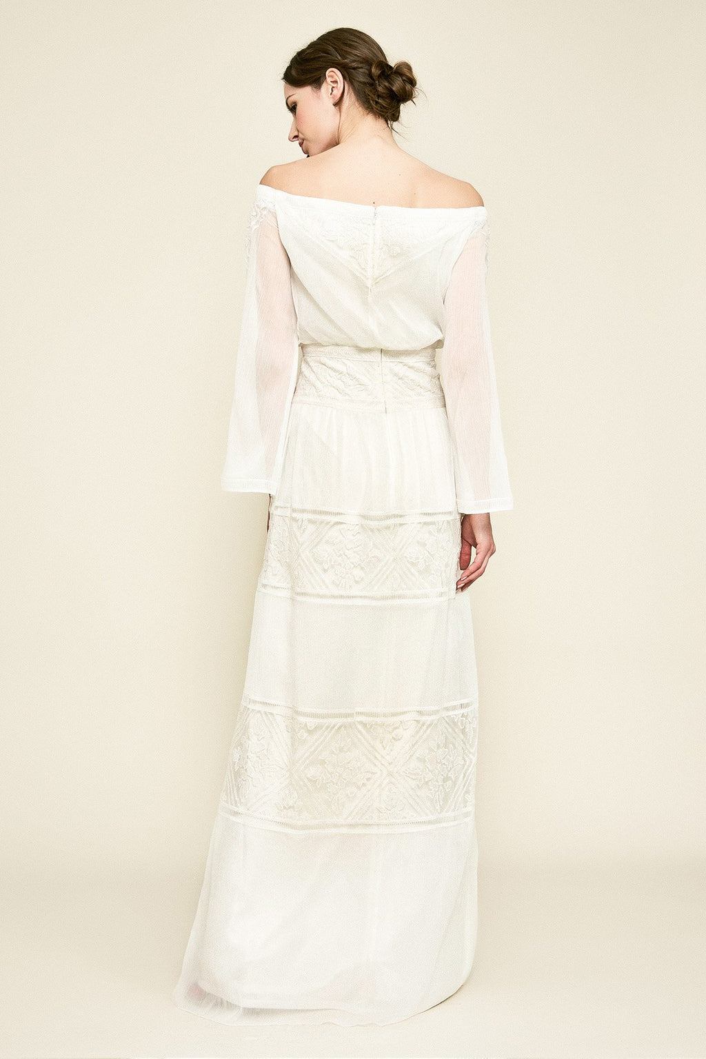 Tadashi Shoji - Seles Off-The-Shoulder Crinkle Chiffon Gown
