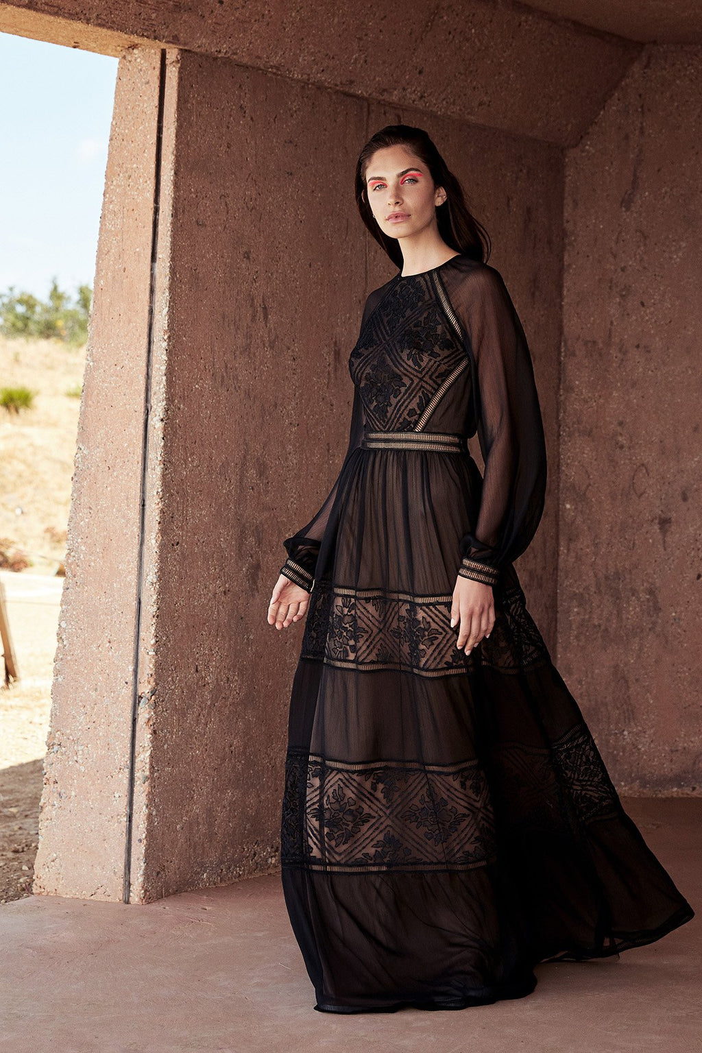 Tadashi Shoji - Henie Crinkle Chiffon Gown