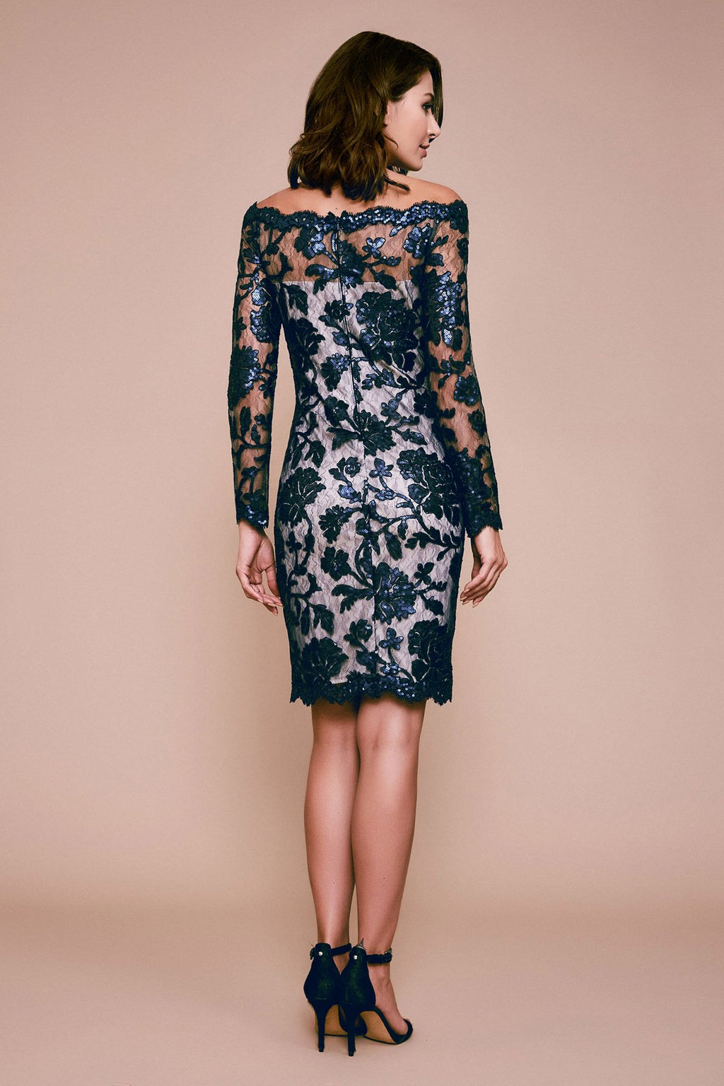 Tadashi Shoji - Ophelia Long-Sleeve Metallic Embroidered Dress - PETITE