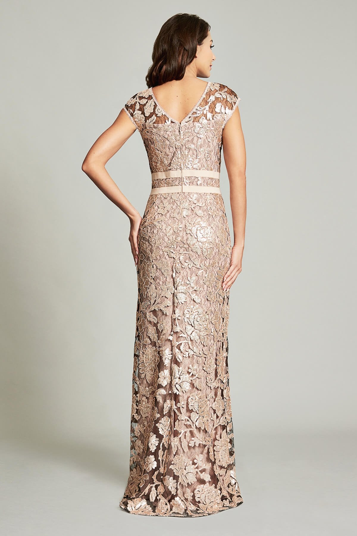 Lawler Embroidered Paillette Gown