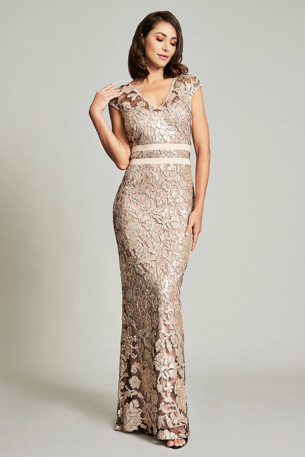 Lawler Embroidered Paillette Gown