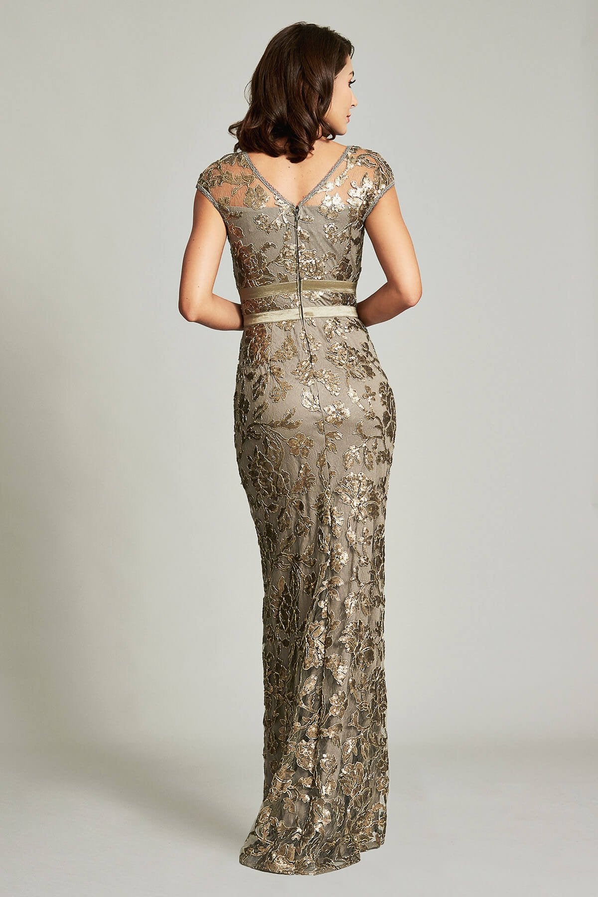 Lawler Embroidered Paillette Gown
