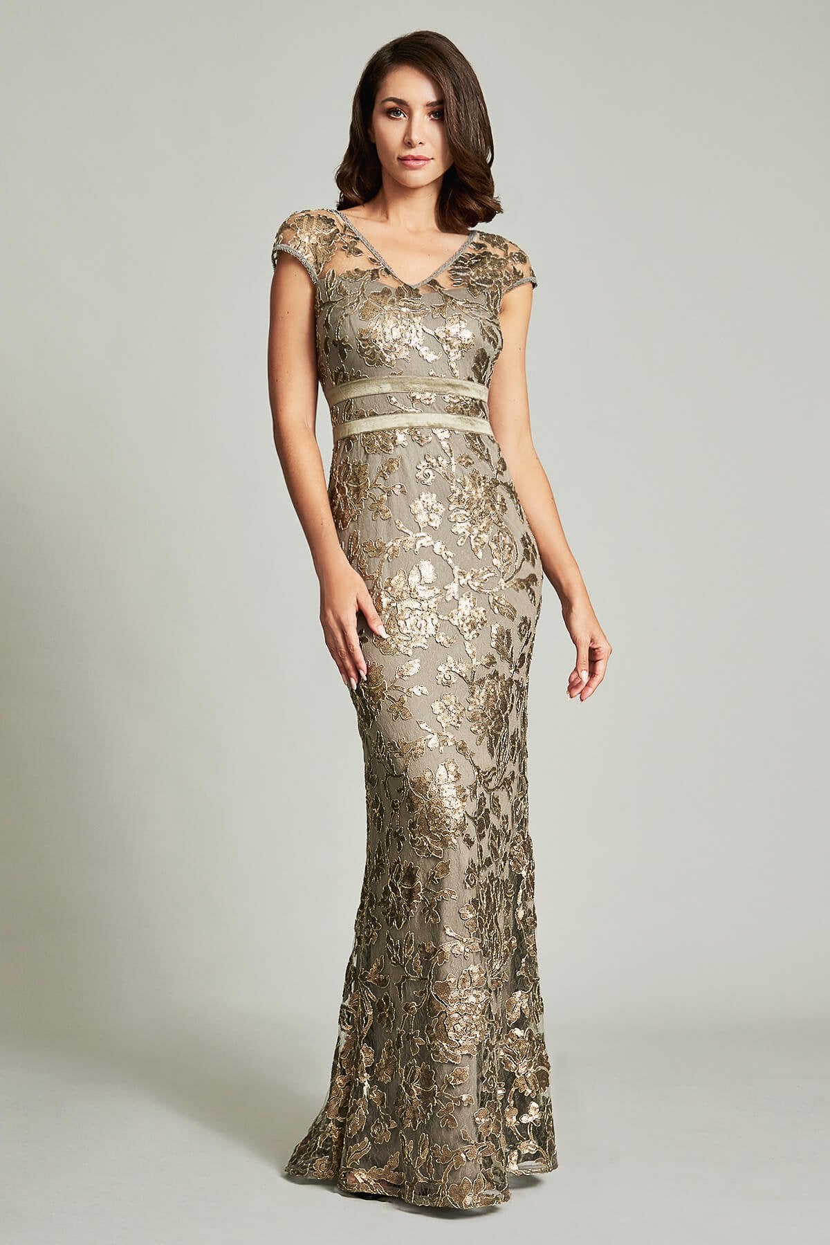 Lawler Embroidered Paillette Gown