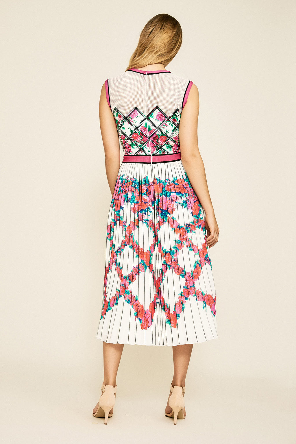 Tadashi Shoji - Mutola Pleated Tea-Length Dress