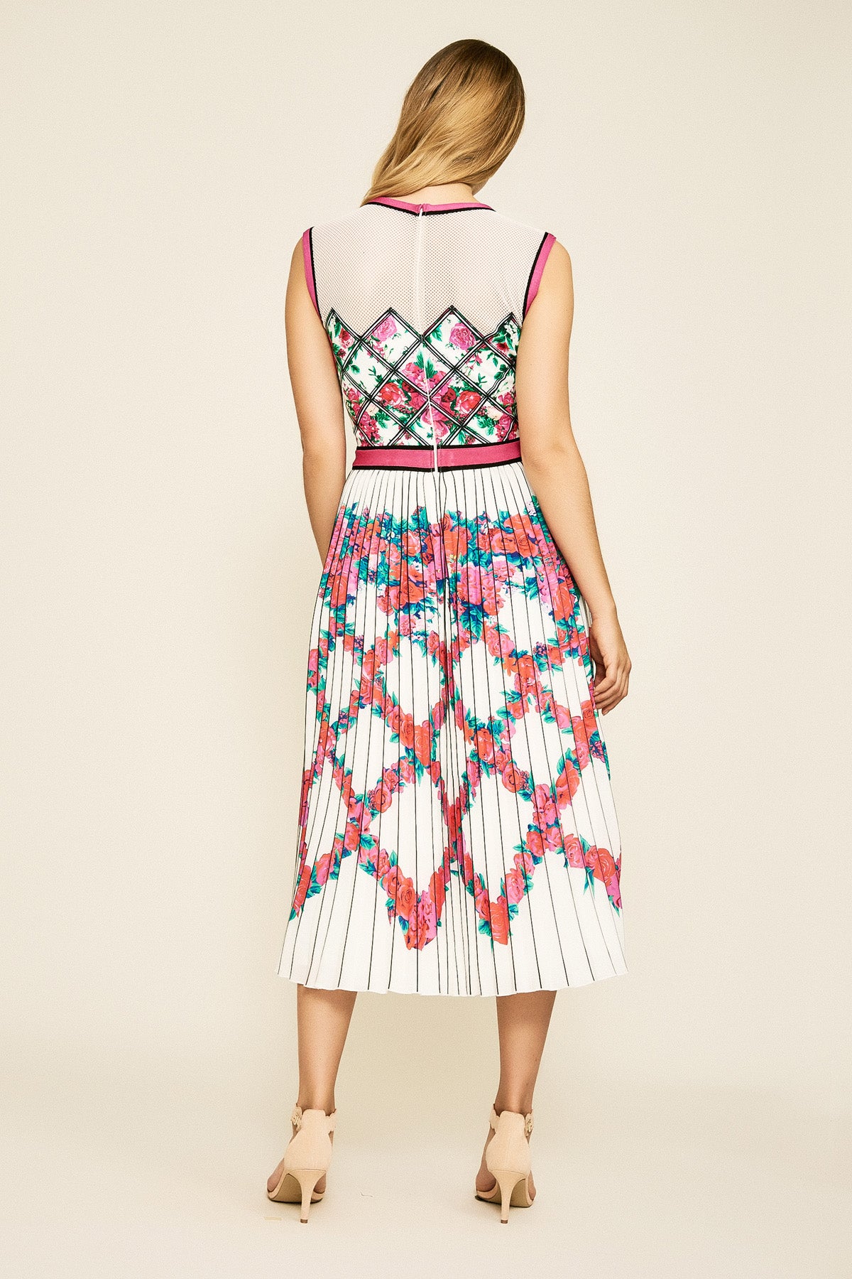 Tadashi Shoji - Mutola Pleated Tea-Length Dress