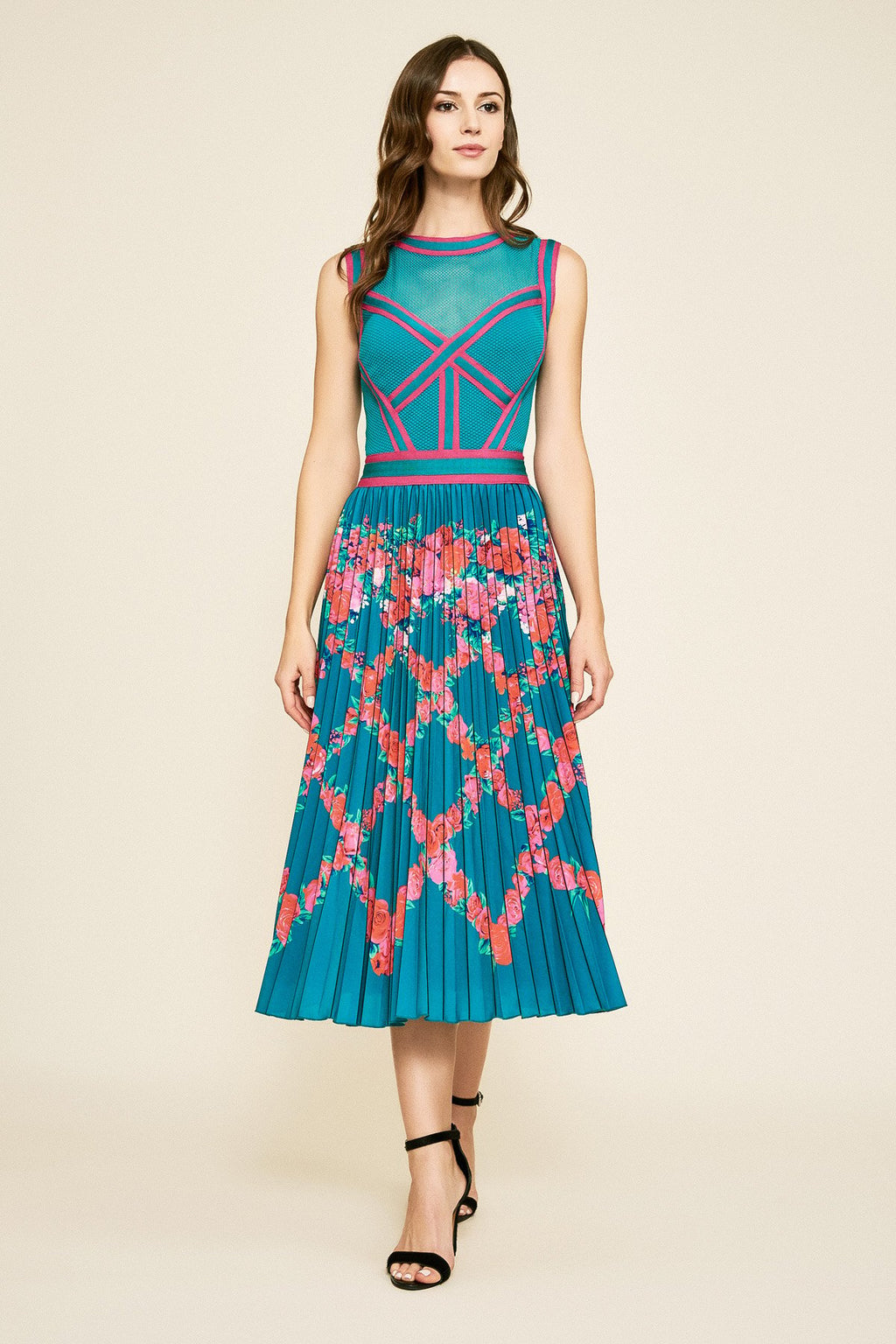 Tadashi Shoji - Kersee Pleated Tea-Length Dress