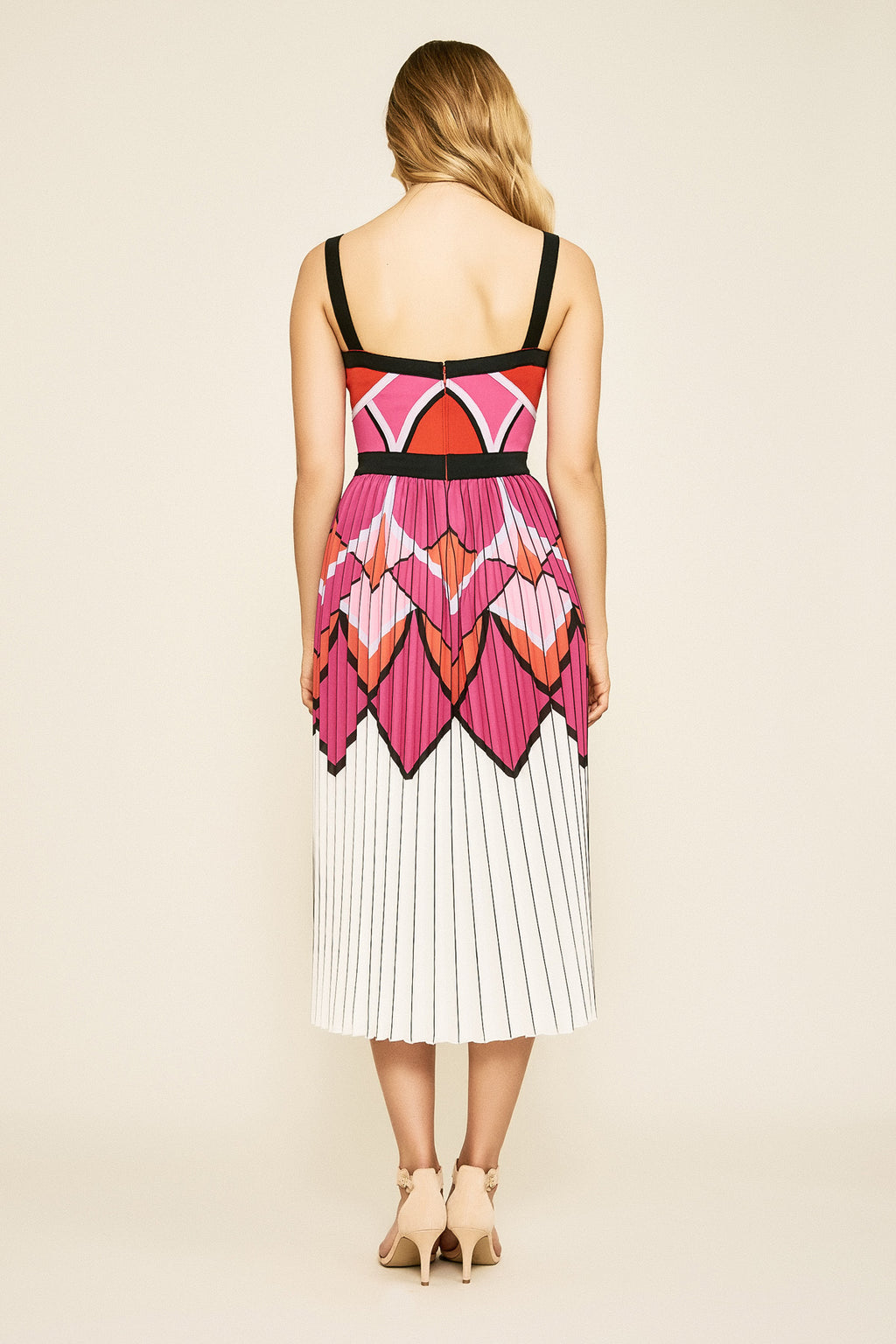 Tadashi Shoji - Kwan Pleated Crepe Tea-Length Dress
