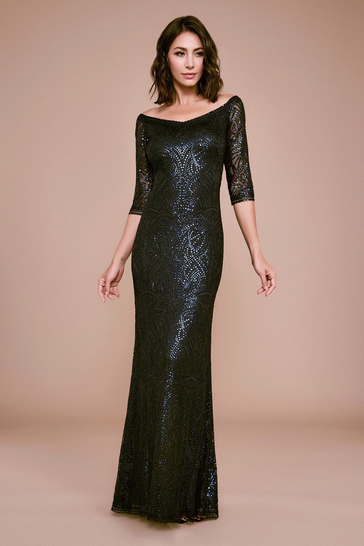 Tadashi Shoji - Saros Metallic Embroidered Gown