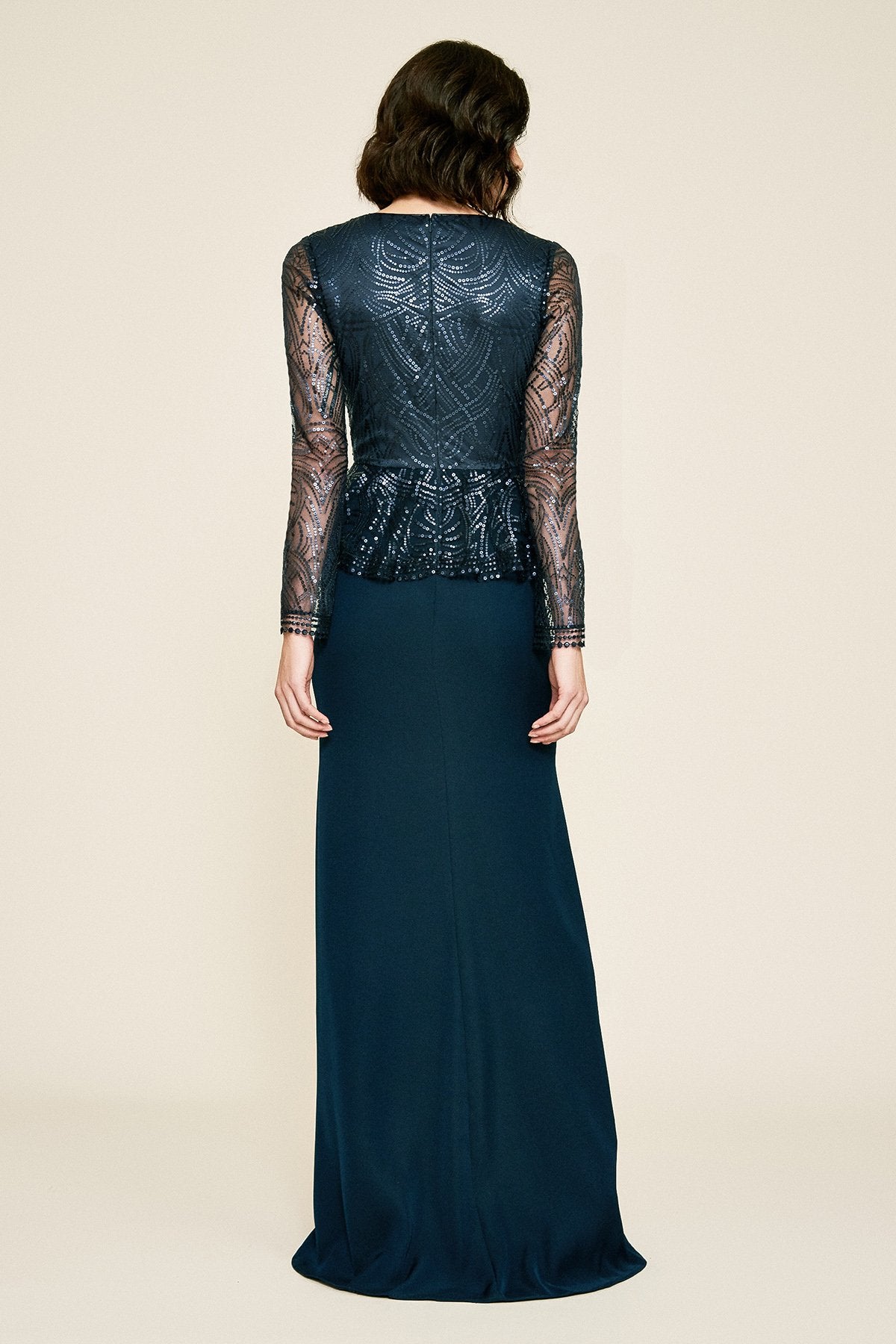 Tadashi Shoji - Aldrin Long-Sleeve Sequin Gown - PETITE