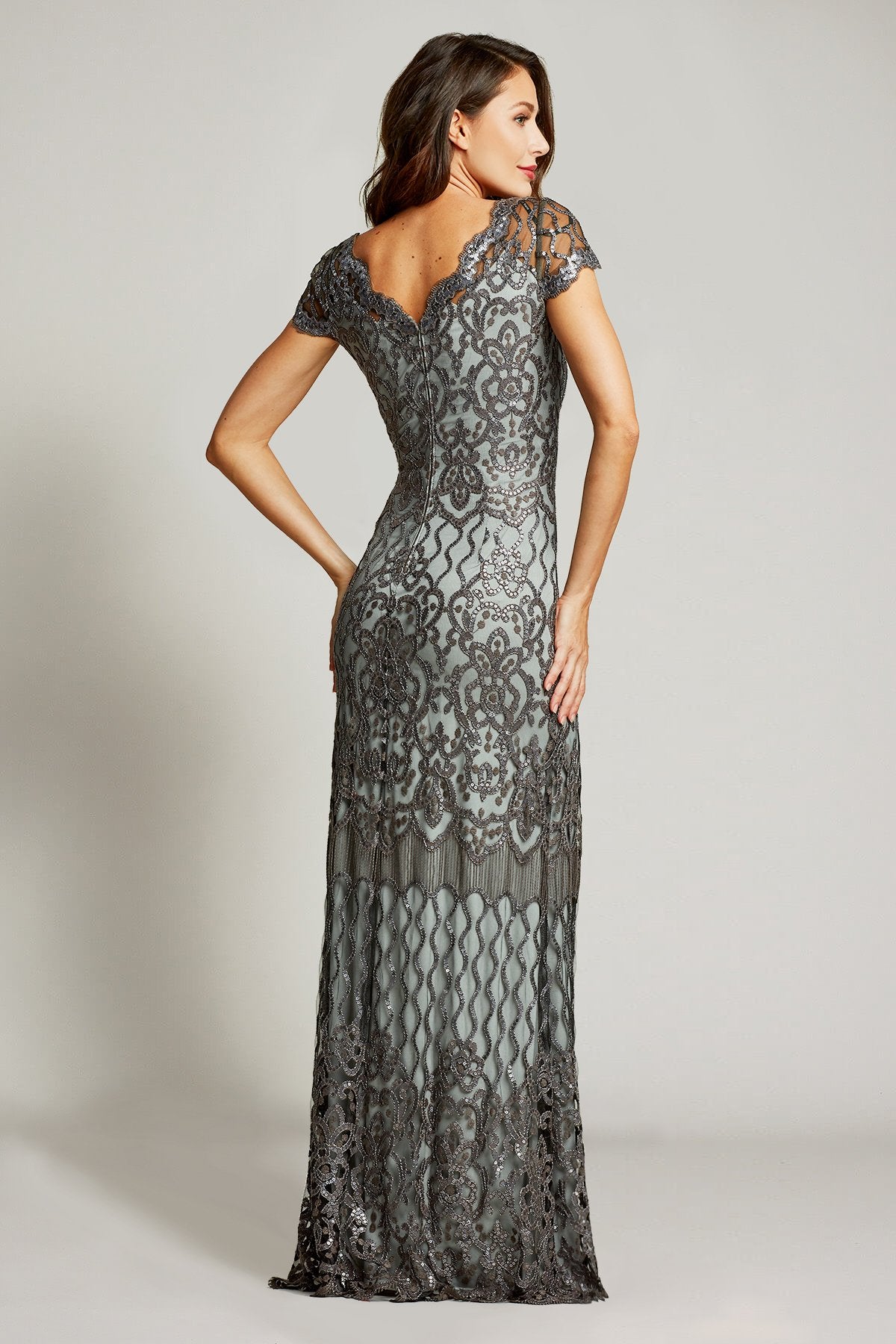 Gershwin Sequin Embroidered Gown