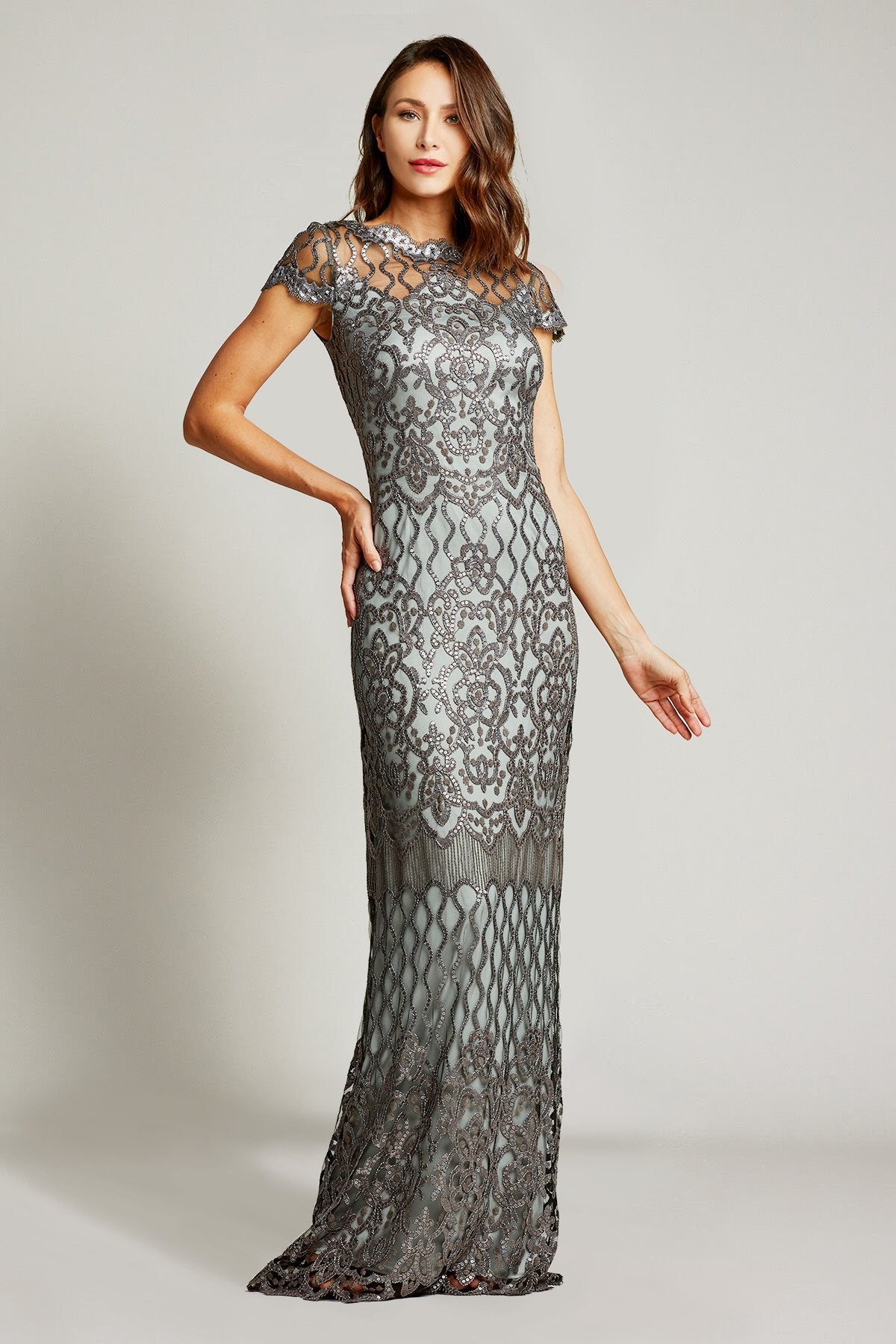 Gershwin Sequin Embroidered Gown
