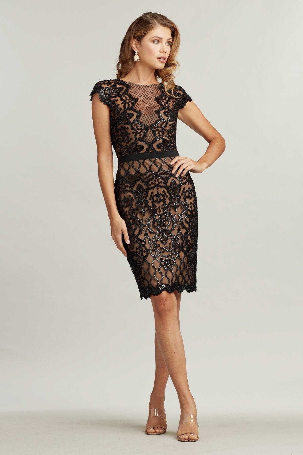 Miranda Sequin Embroidered Dress-BK/ND