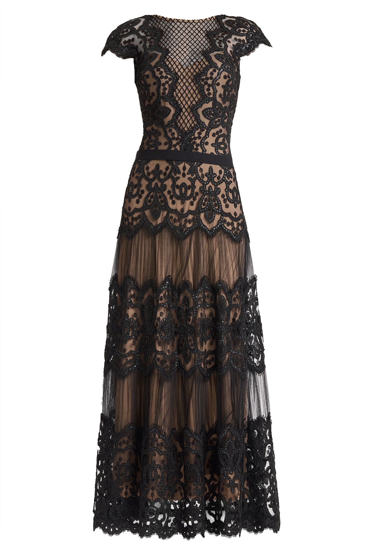 Elzy Sequin Embroidered Tea-Length Dress
