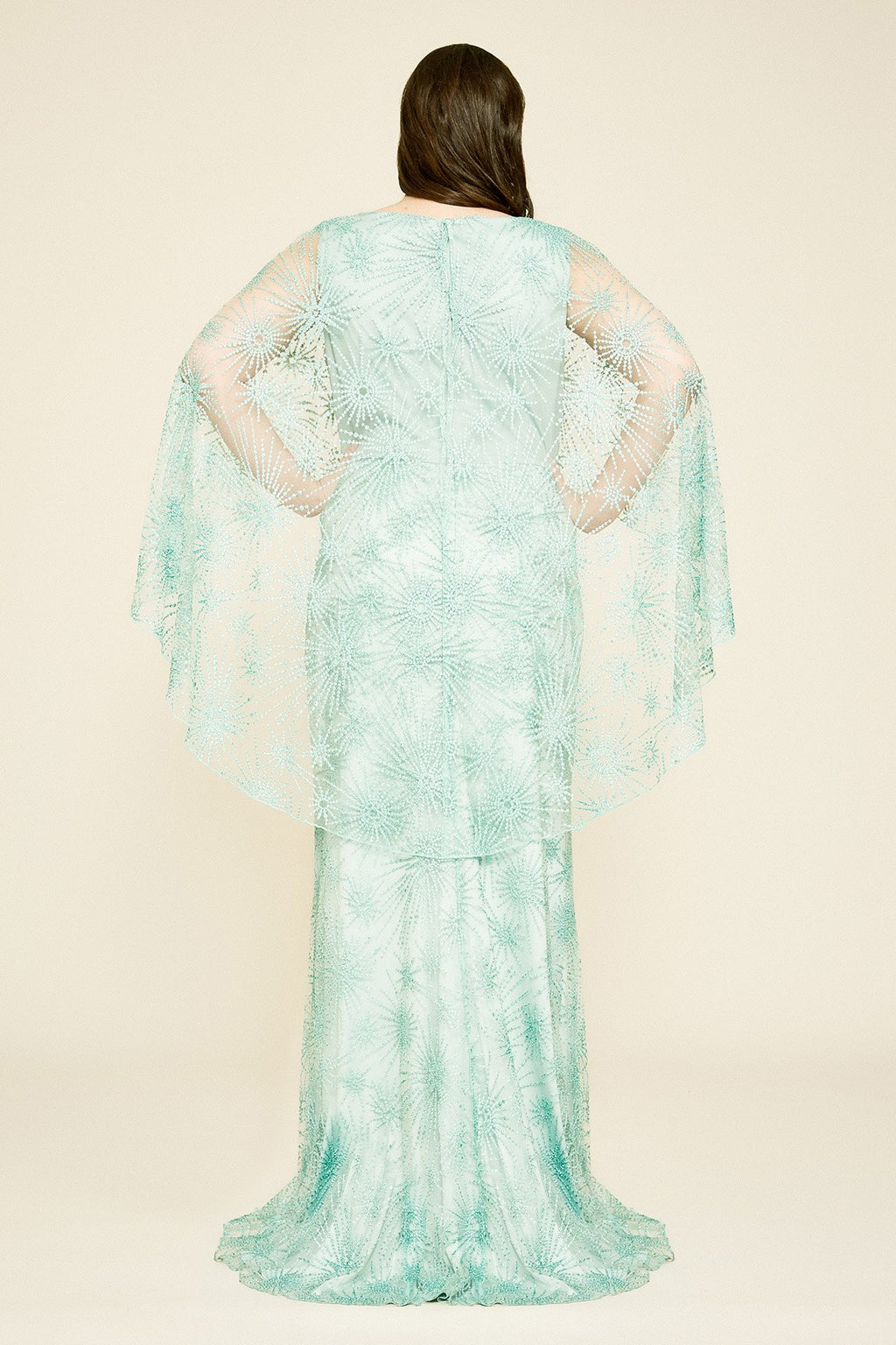 Mir Embroidered Tulle Cape Gown - PLUS SIZE